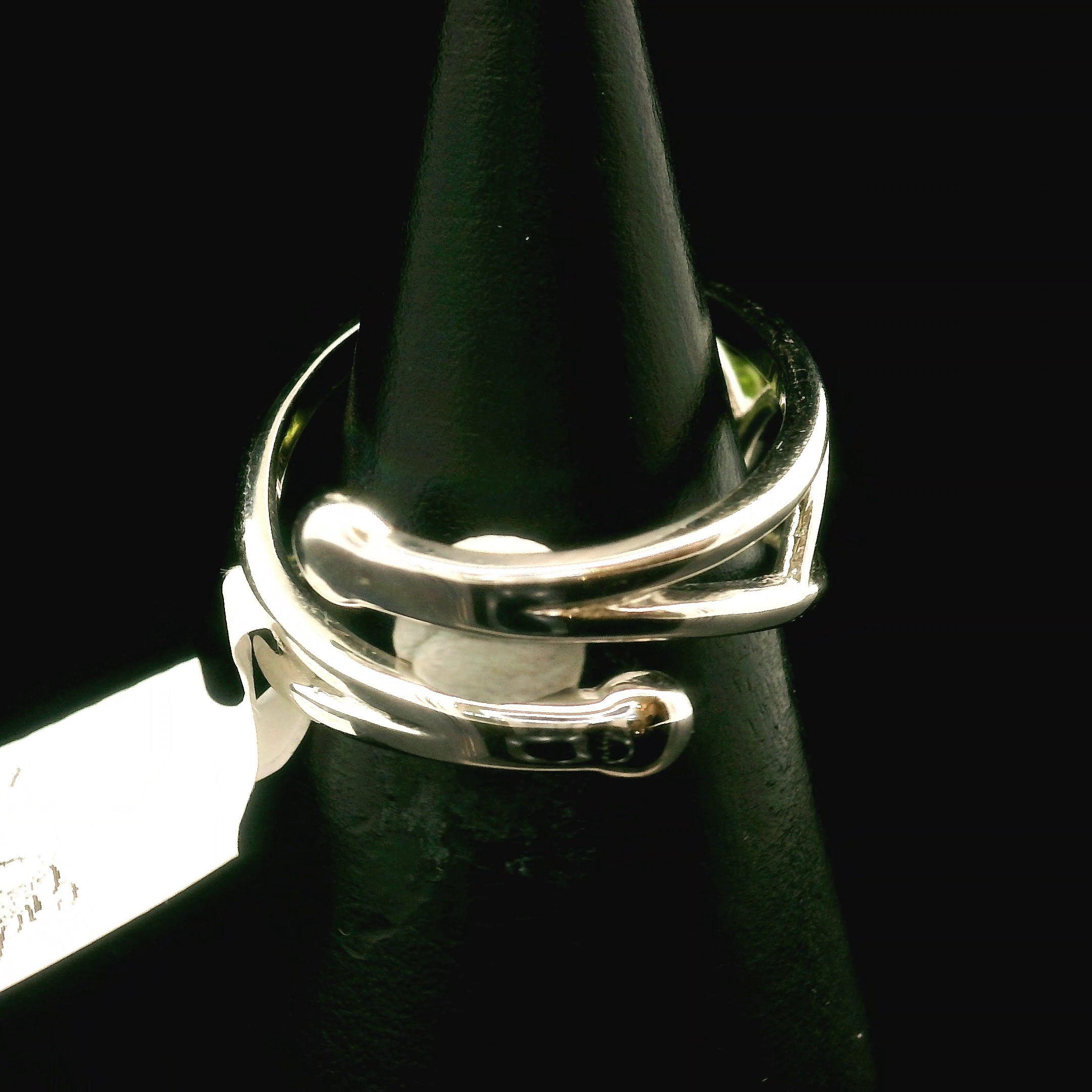 Double Peridot Heart Cuff Ring .925 Silver for Health and Strength