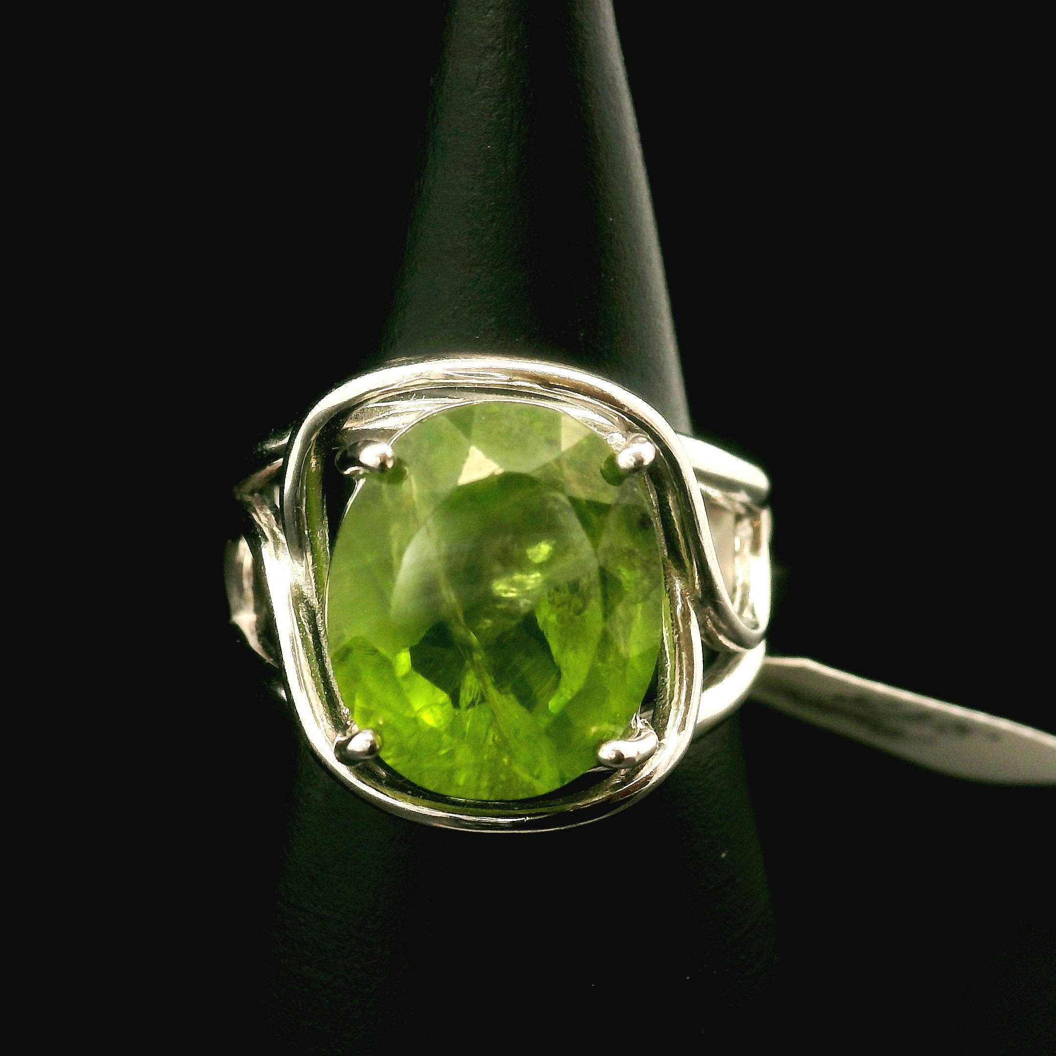 Peridot Cuff Ring .925 Silver for Health and Strength