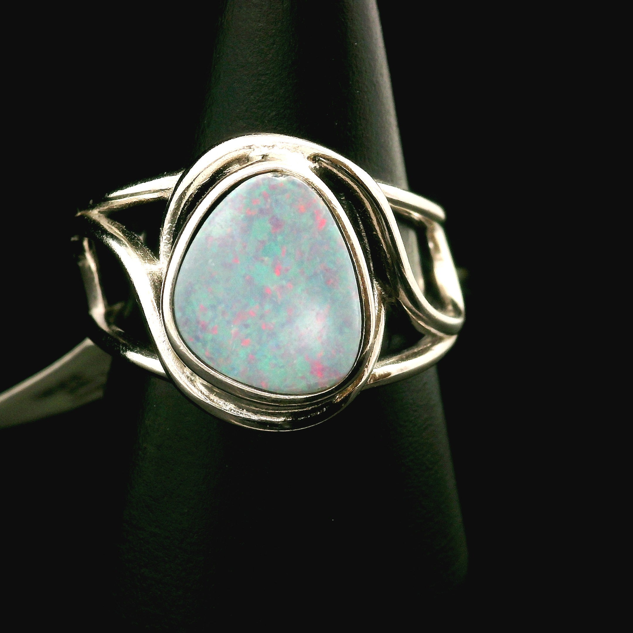 Australian Opal Cuff Ring .925 Silver for Joy and Self Discovery