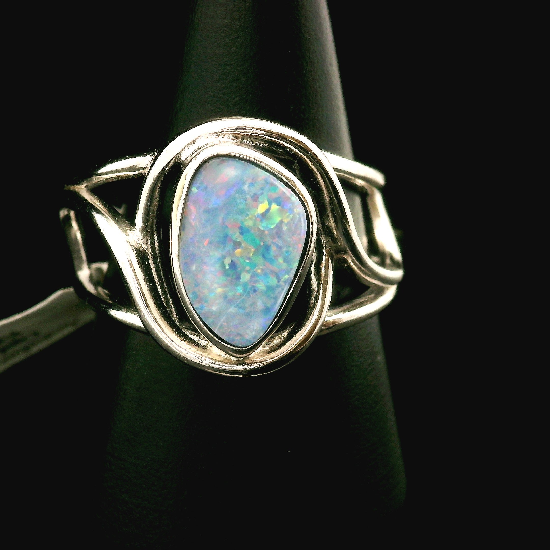 Australian Opal Cuff Ring .925 Silver for Joy and Self Discovery