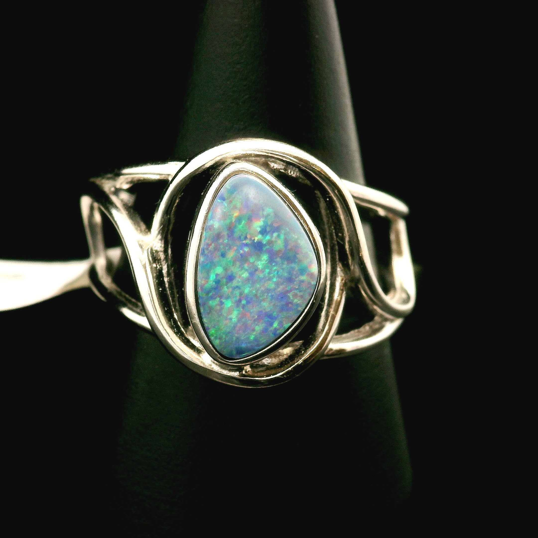 Australian Opal Cuff Ring .925 Silver for Joy and Self Discovery