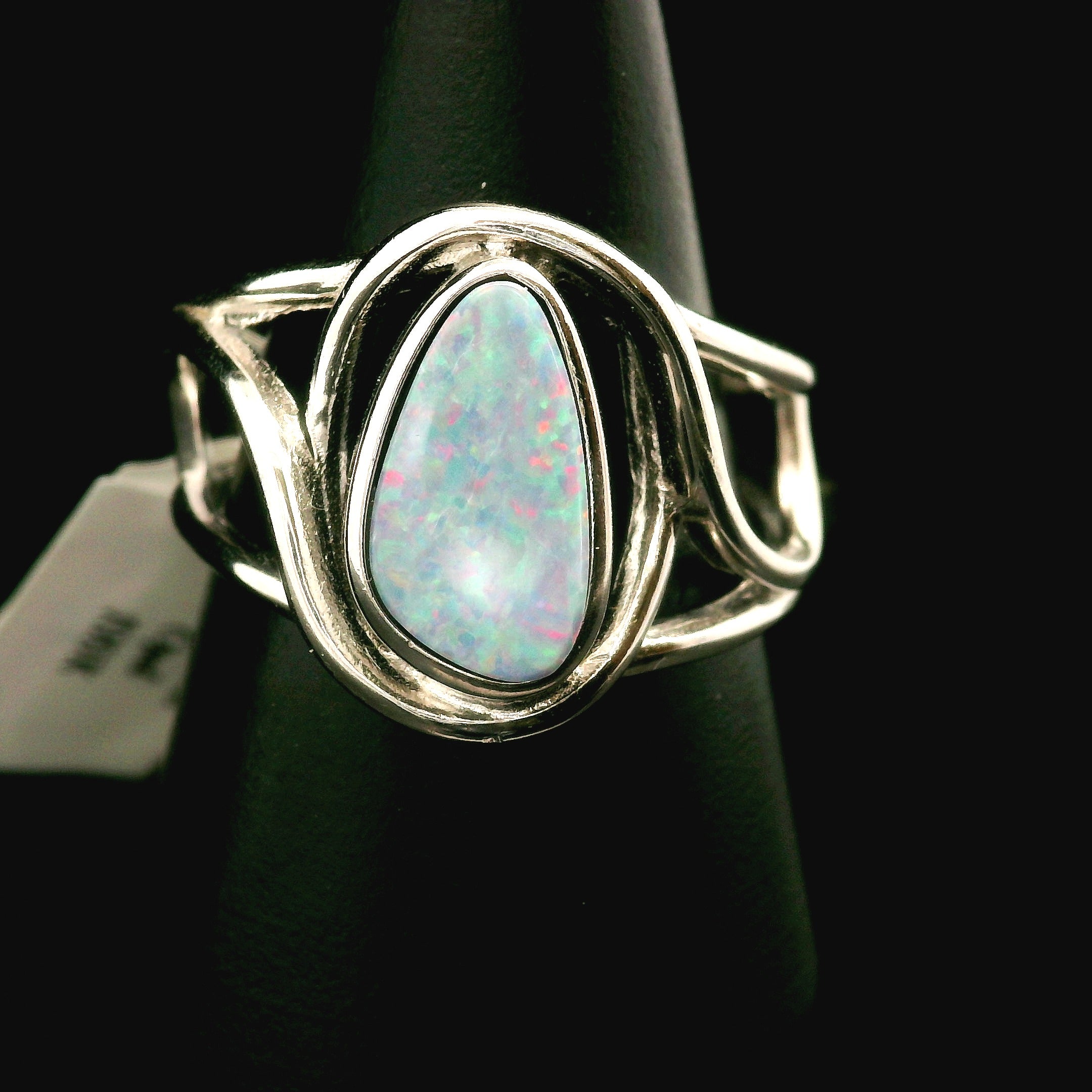 Australian Opal Cuff Ring .925 Silver for Joy and Self Discovery