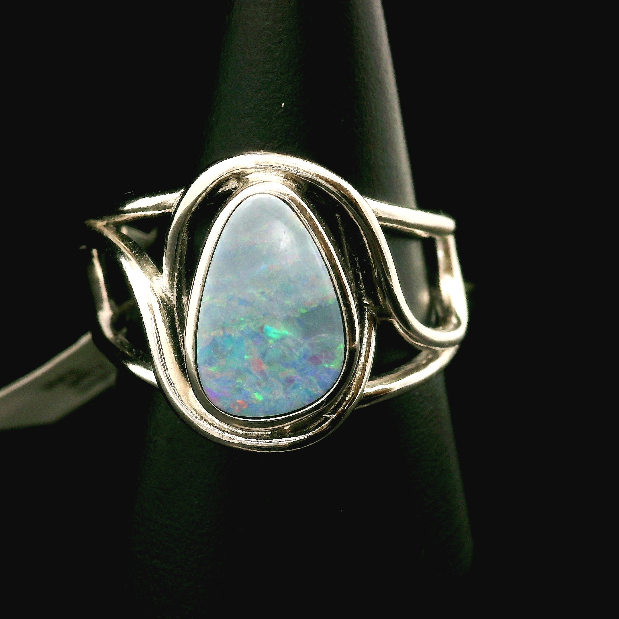 Australian Opal Cuff Ring .925 Silver for Joy and Self Discovery