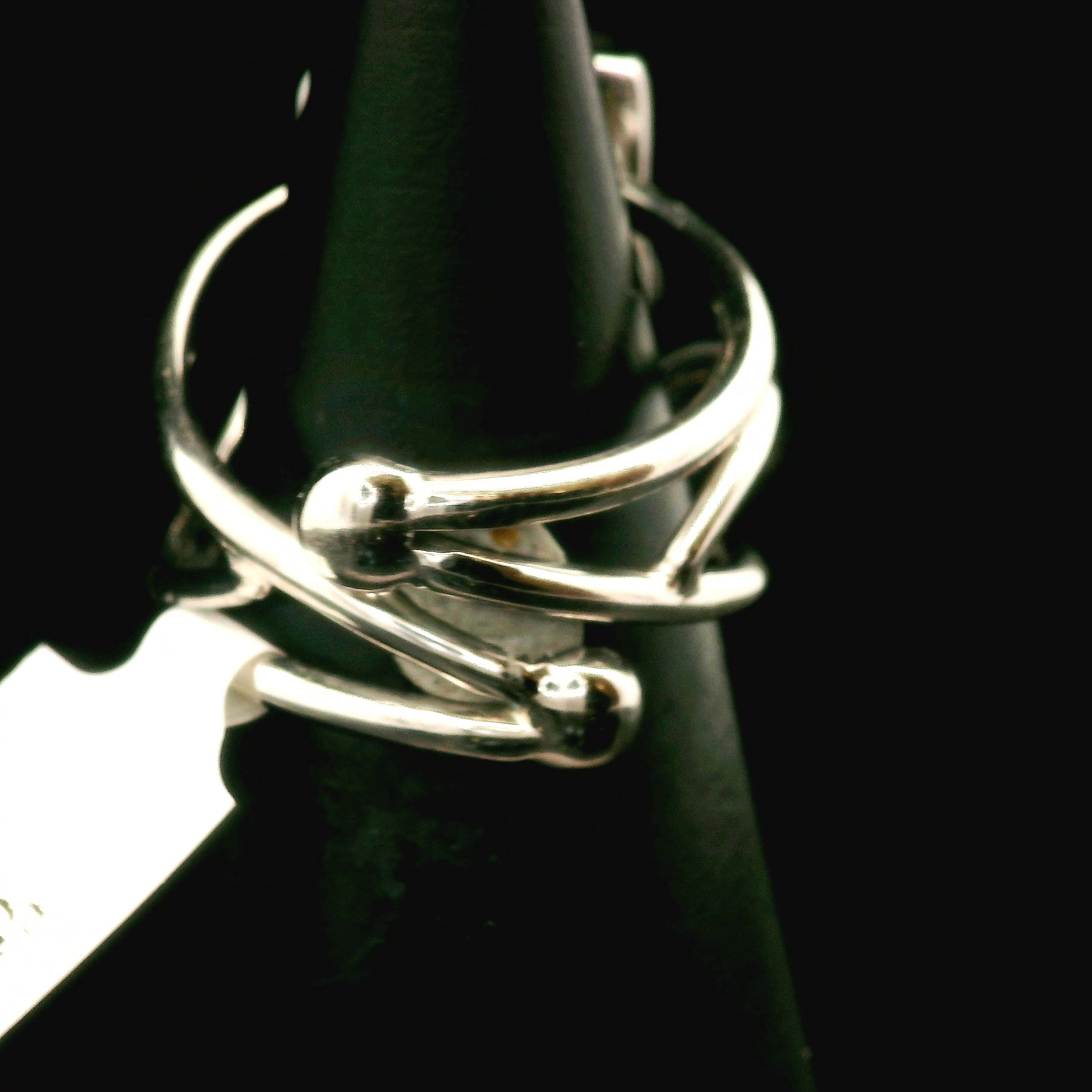 Labradorite with Apatite Cuff Ring .925 Silver for Insight, Magic, Protection and Transformation