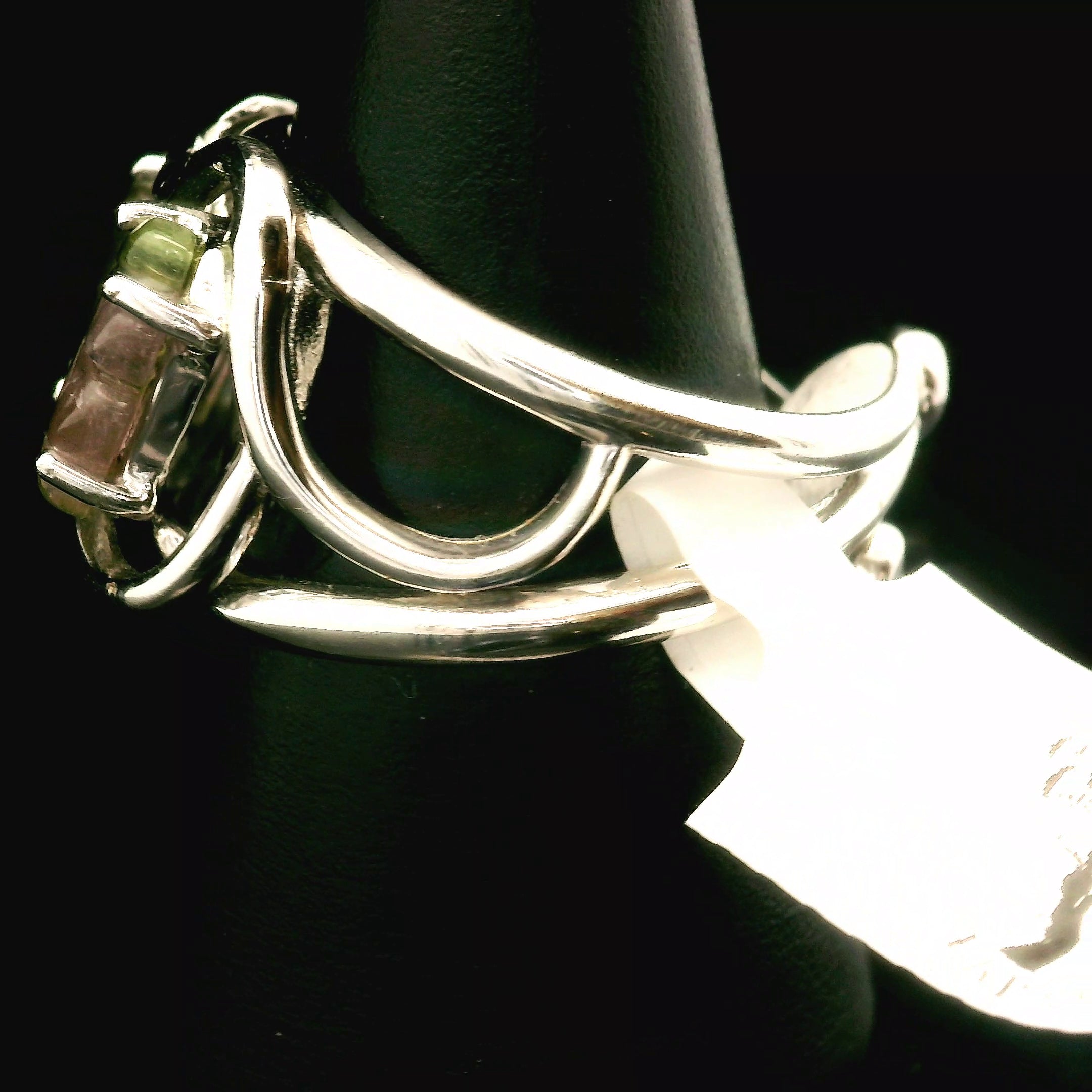 Tourmaline Cuff Ring .925 Silver for Awareness, Communication and Meditation