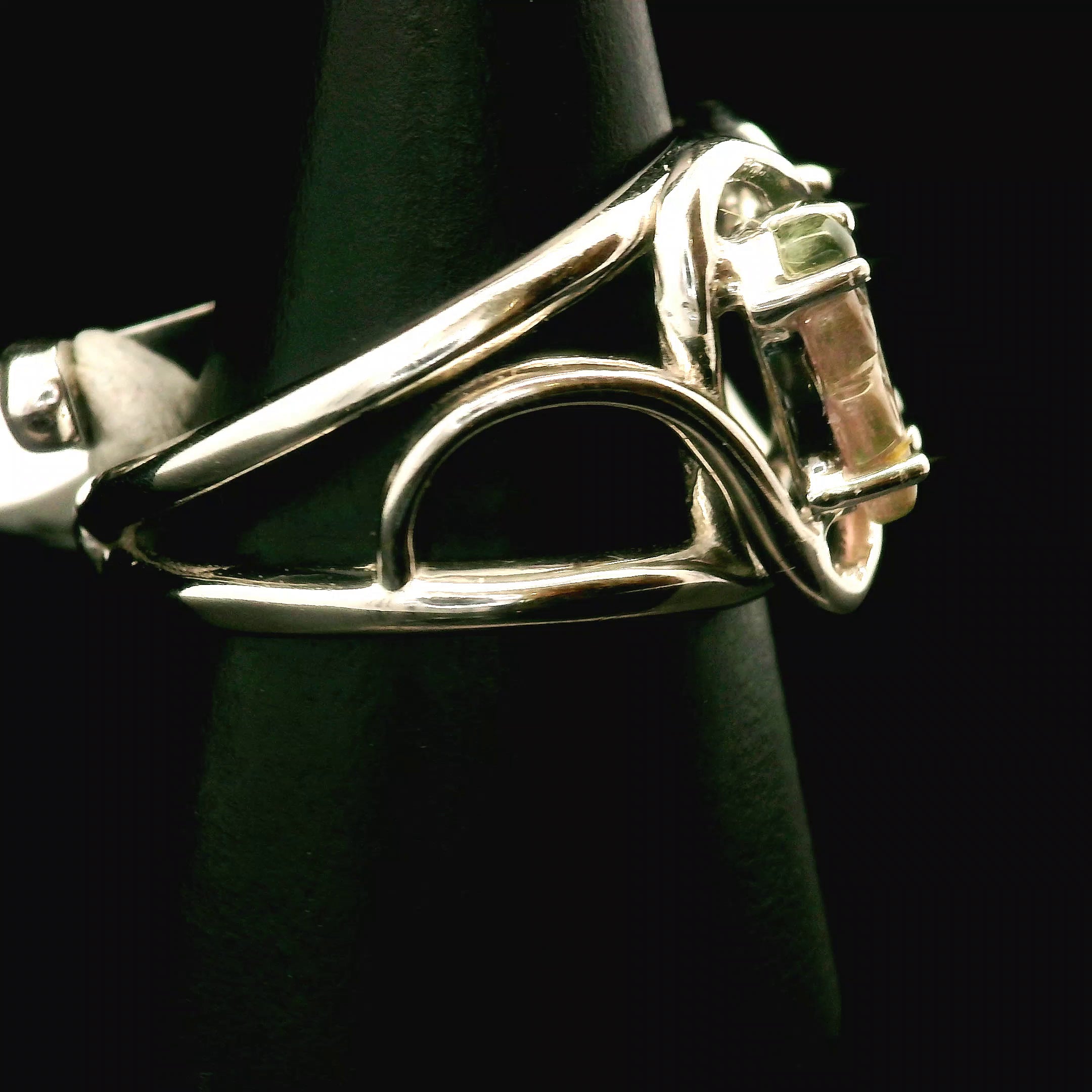 Tourmaline Cuff Ring .925 Silver for Awareness, Communication and Meditation