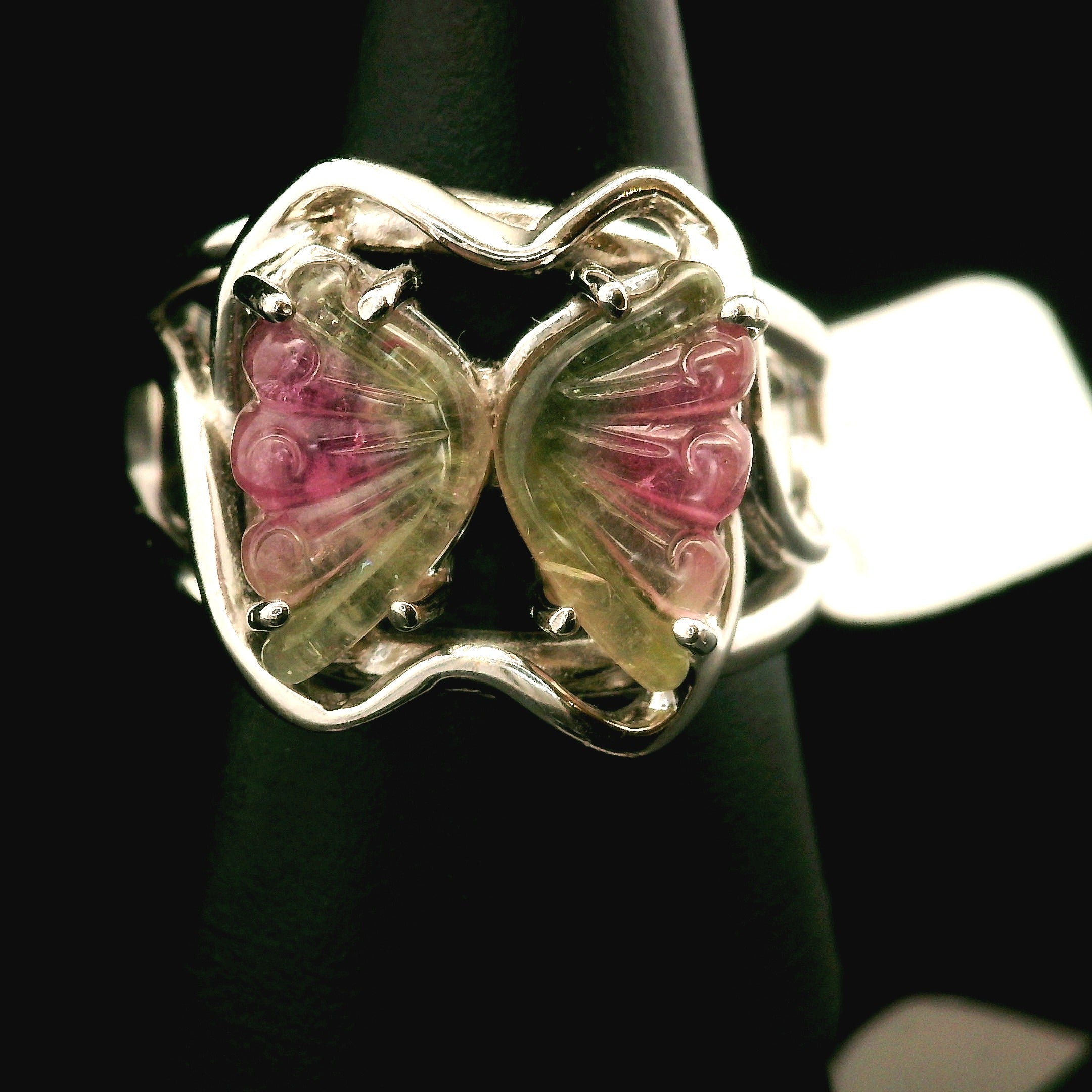 Tourmaline Cuff Ring .925 Silver for Awareness, Communication and Meditation