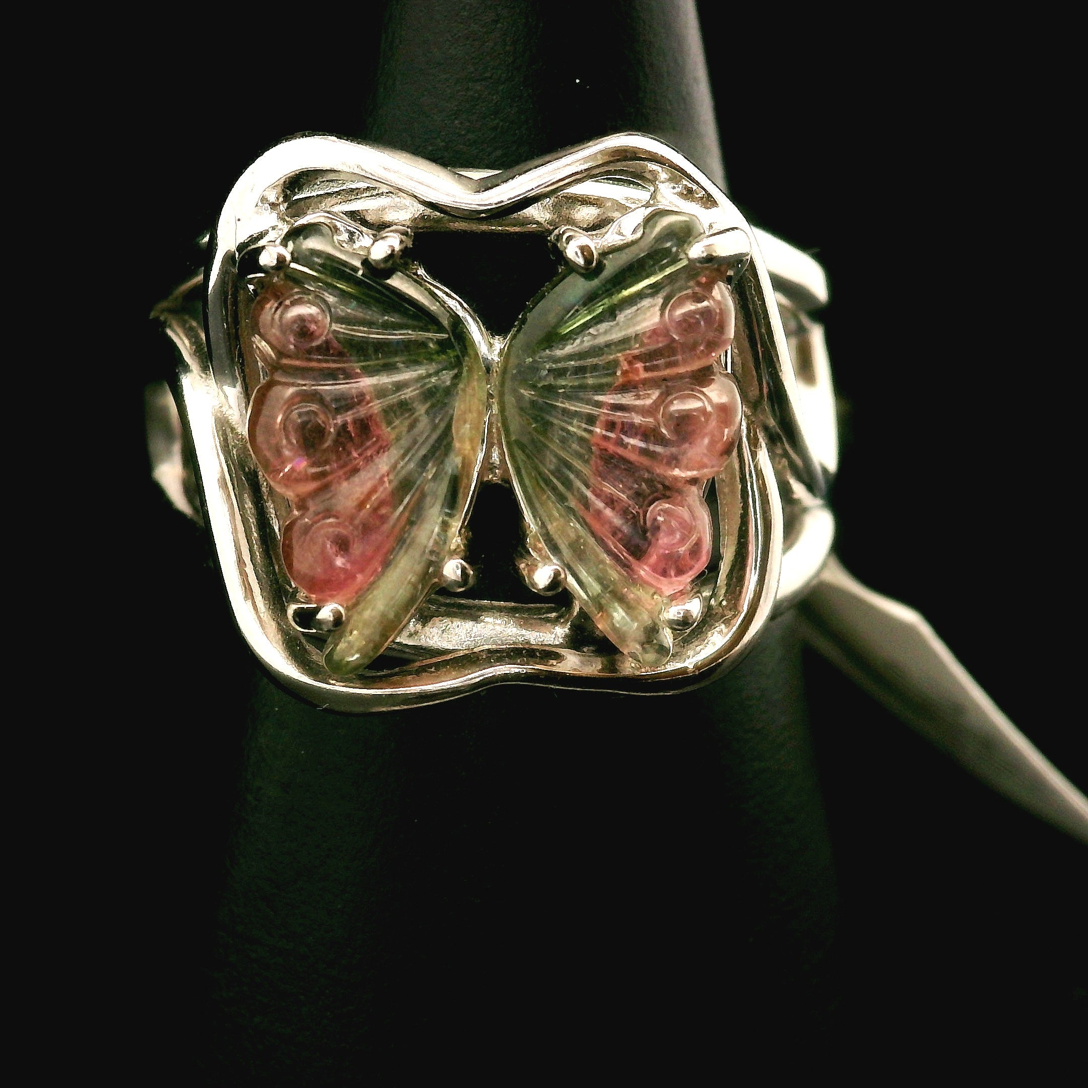 Tourmaline Cuff Ring .925 Silver for Awareness, Communication and Meditation