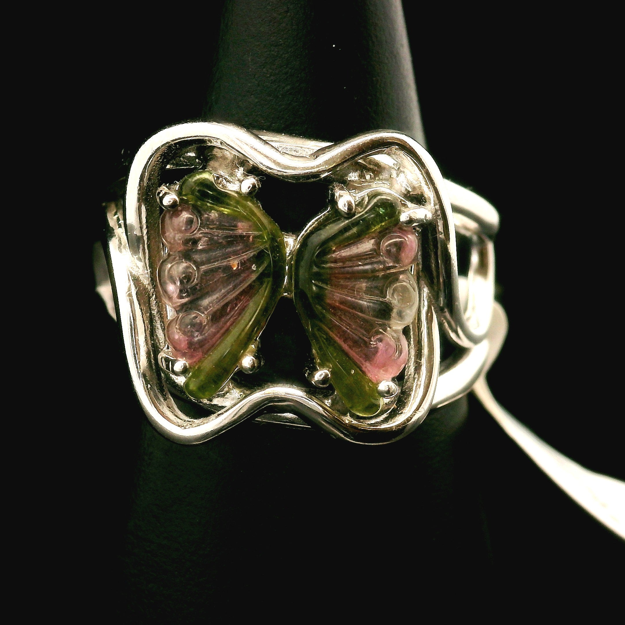 Tourmaline Cuff Ring .925 Silver for Awareness, Communication and Meditation