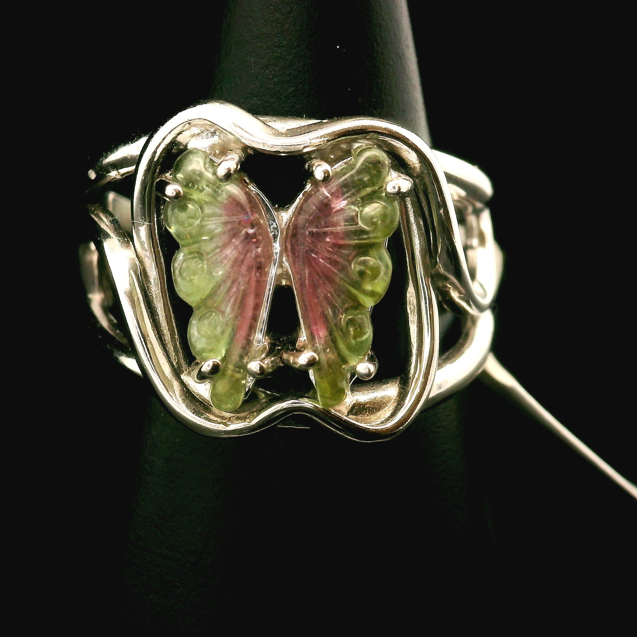 Tourmaline Cuff Ring .925 Silver for Awareness, Communication and Meditation