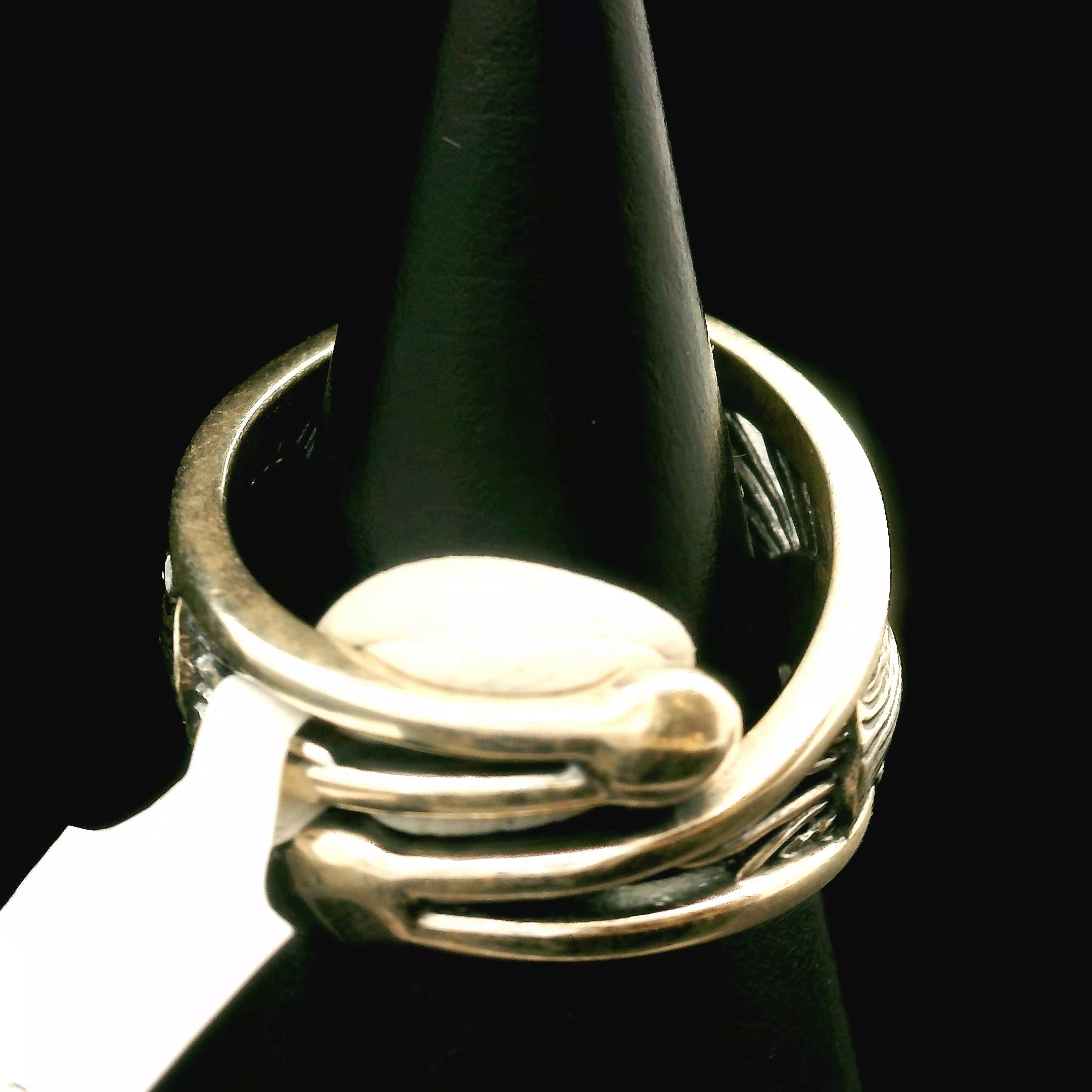 Black Spinel Mother Mary Cuff Ring .925 Silver for Empowerment, Grounding and Protection