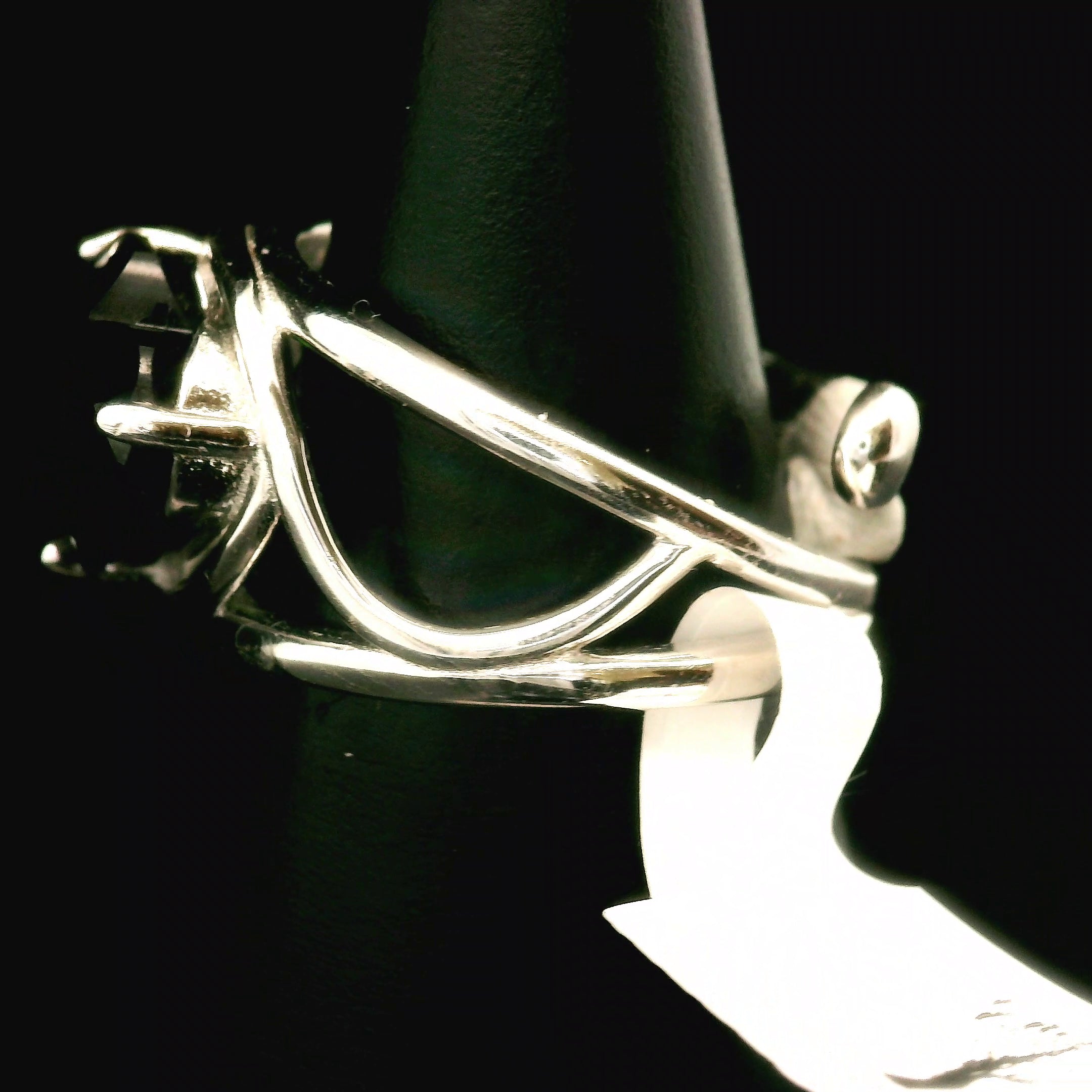 Black Spinel and Chrome Diopside Double Heart Cuff Ring .925 Silver for Empowerment, Grounding and Protection