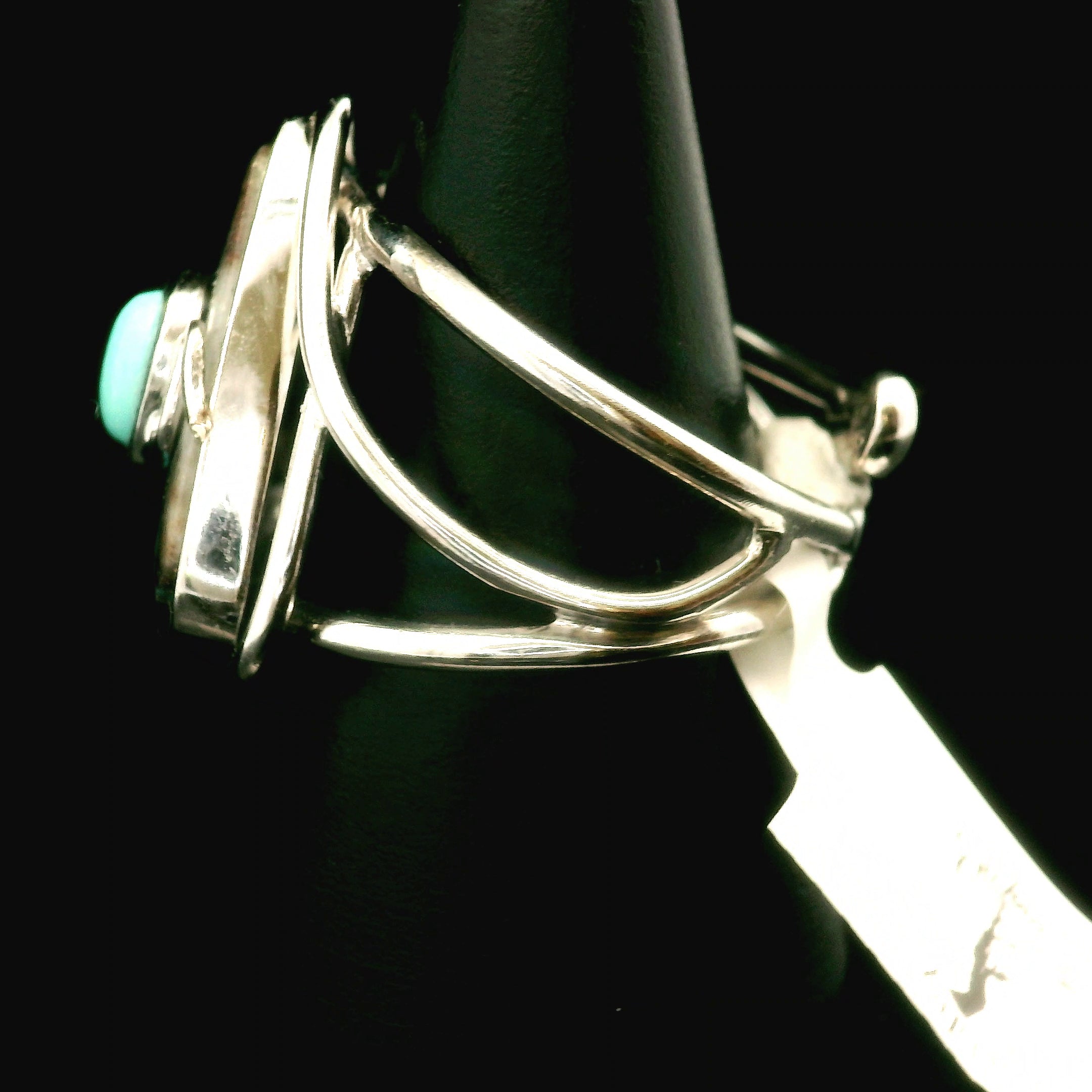 Turquoise Persian Tibetan Cuff Ring for Good Luck, Prosperity and Protection