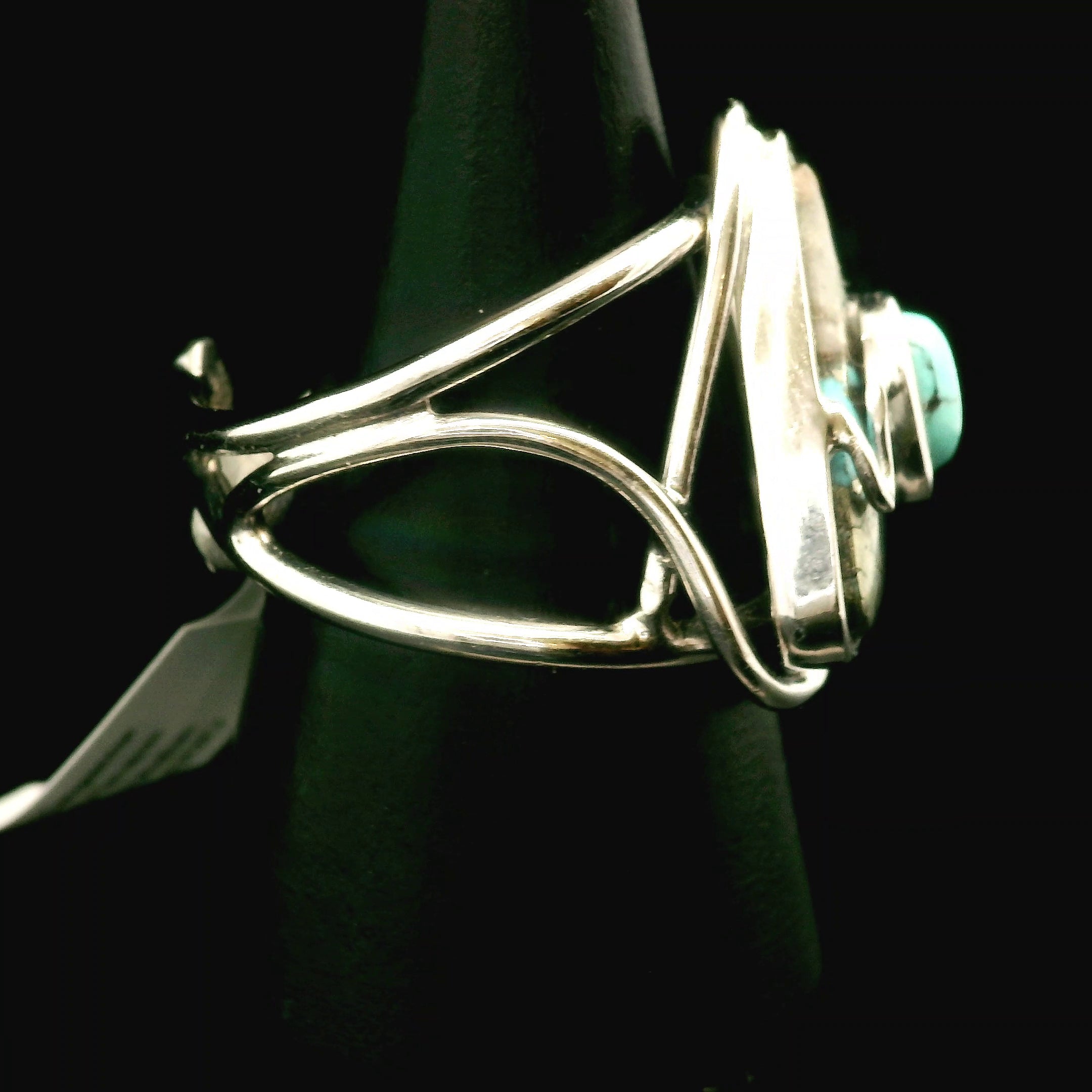 Turquoise Persian Tibetan Cuff Ring for Good Luck, Prosperity and Protection