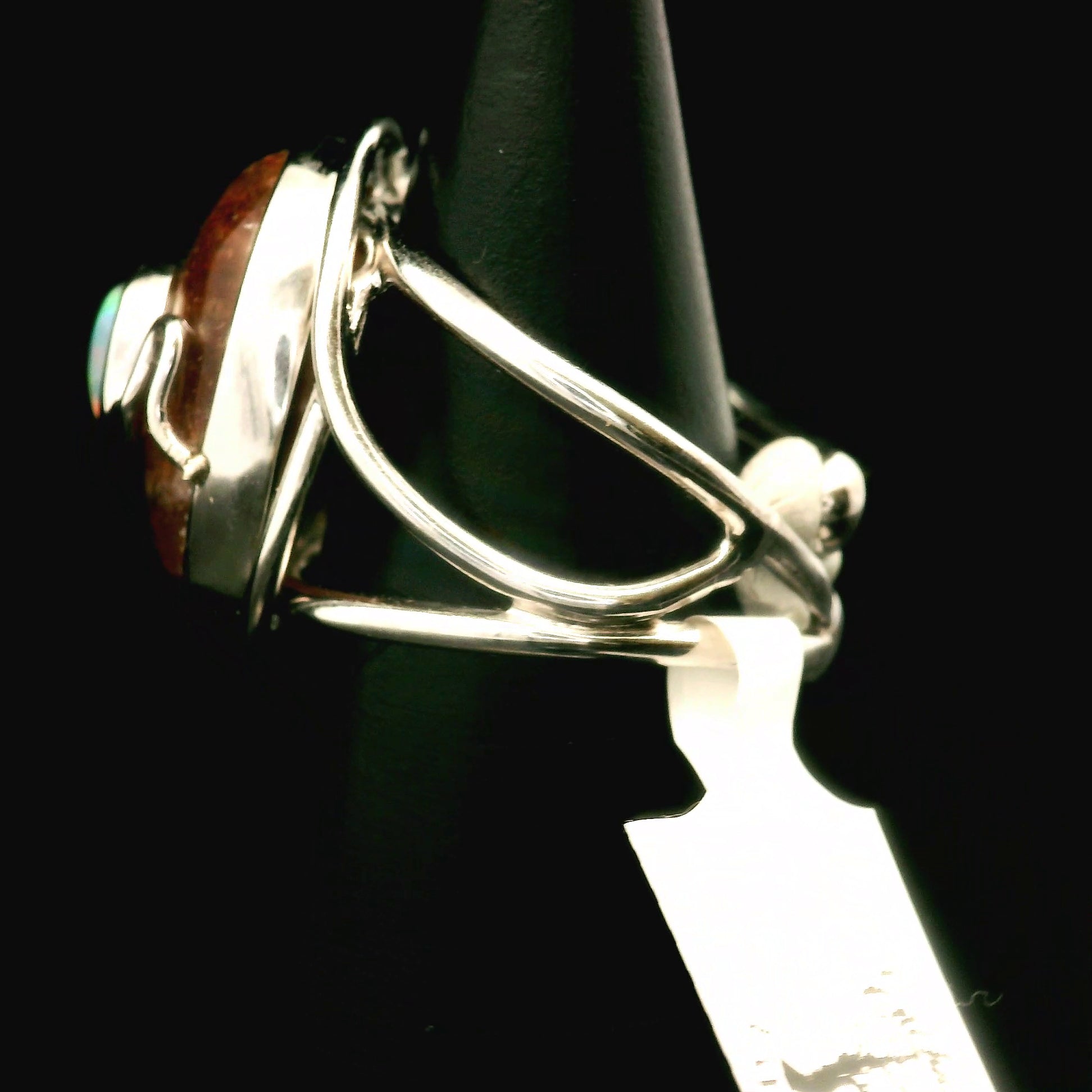 Sunstone and Opal Cuff Ring .925 Silver for Confidence and Strength
