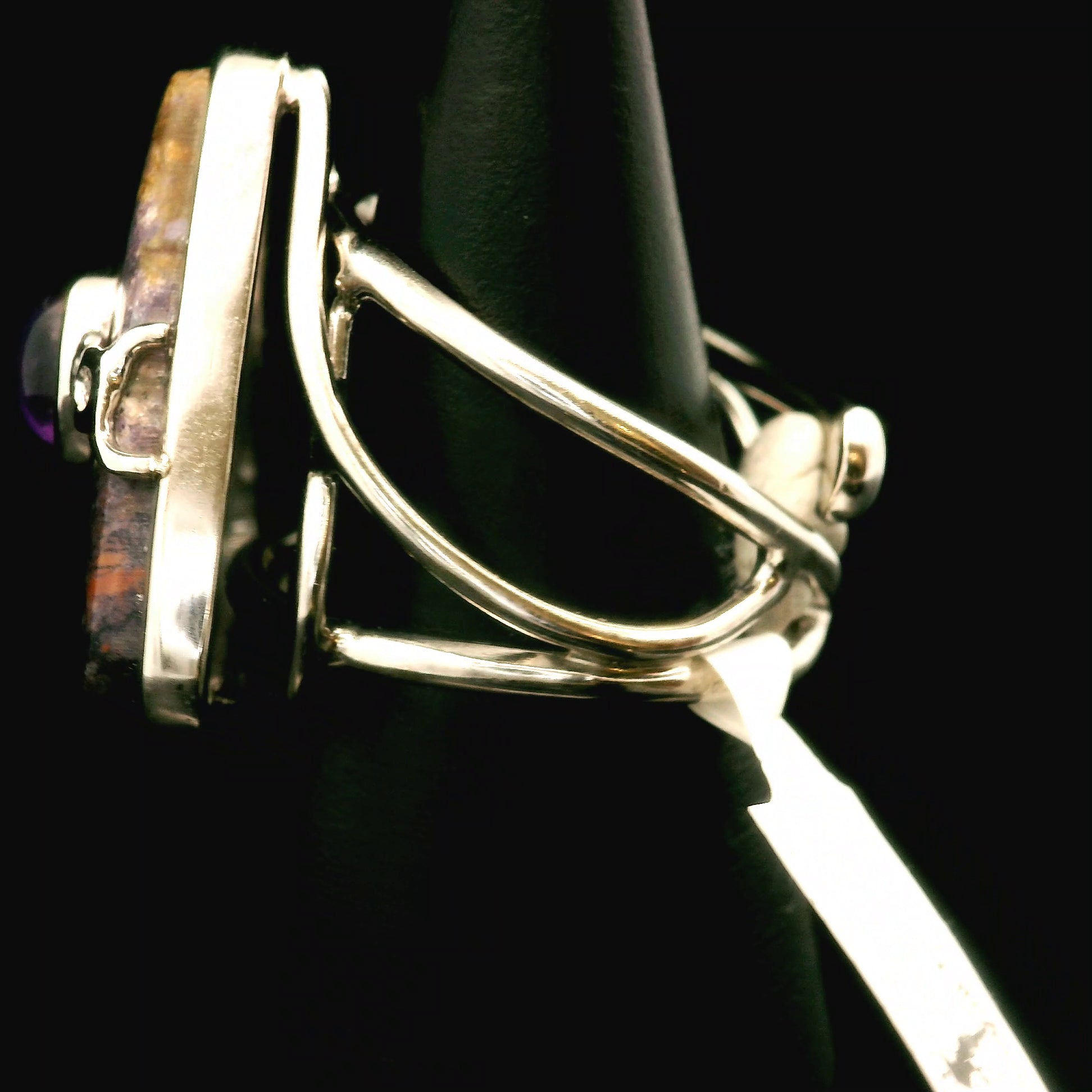 Tiffany Stone and Amethyst Cuff Ring .925 Silver for Harmonizing your Relationships and Pleasure