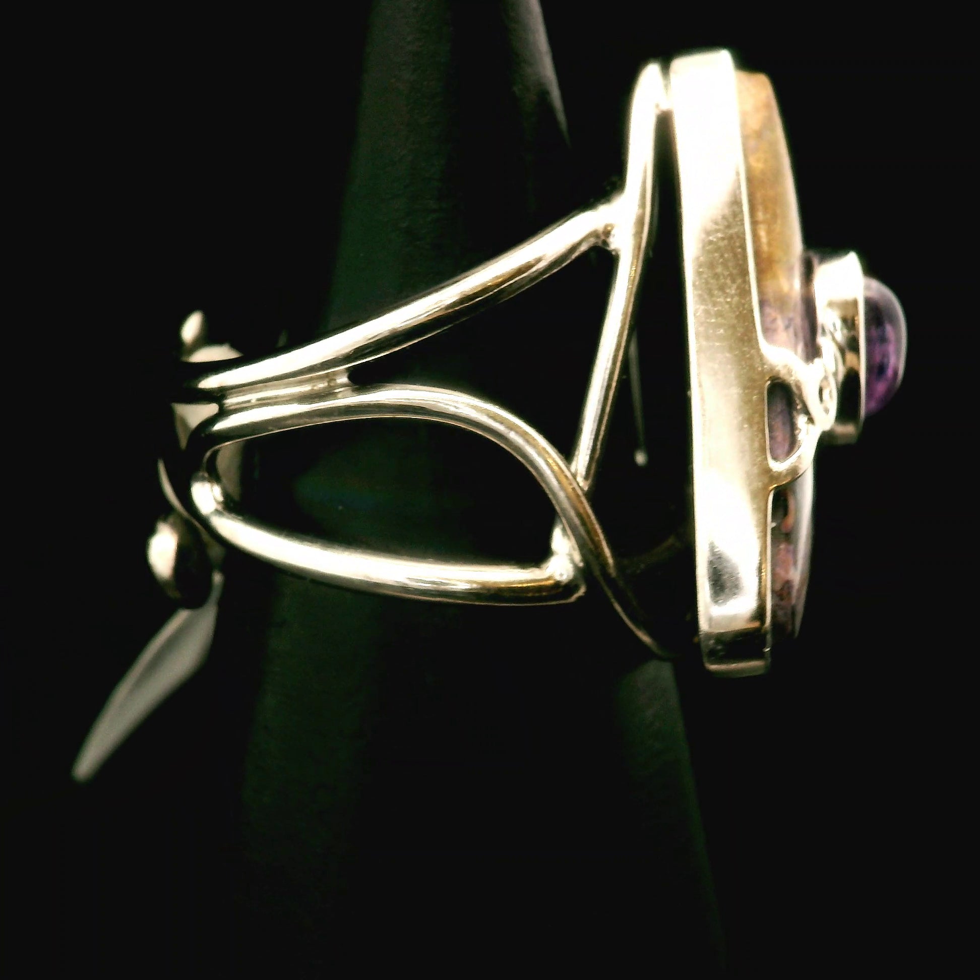 Tiffany Stone and Amethyst Cuff Ring .925 Silver for Harmonizing your Relationships and Pleasure