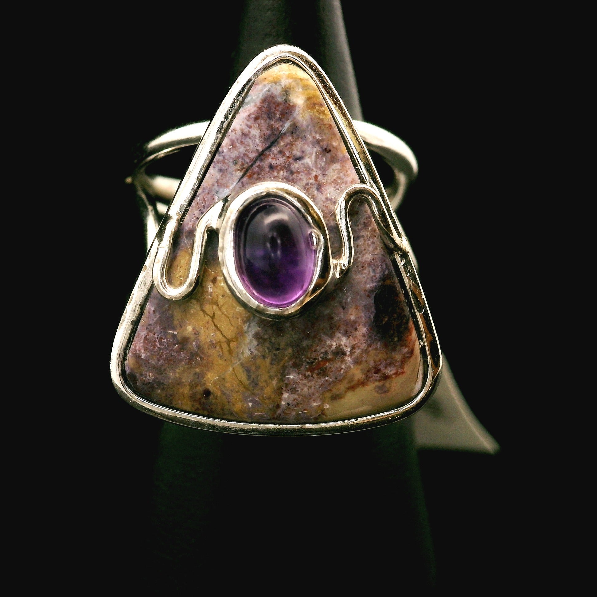 Tiffany Stone and Amethyst Cuff Ring .925 Silver for Harmonizing your Relationships and Pleasure