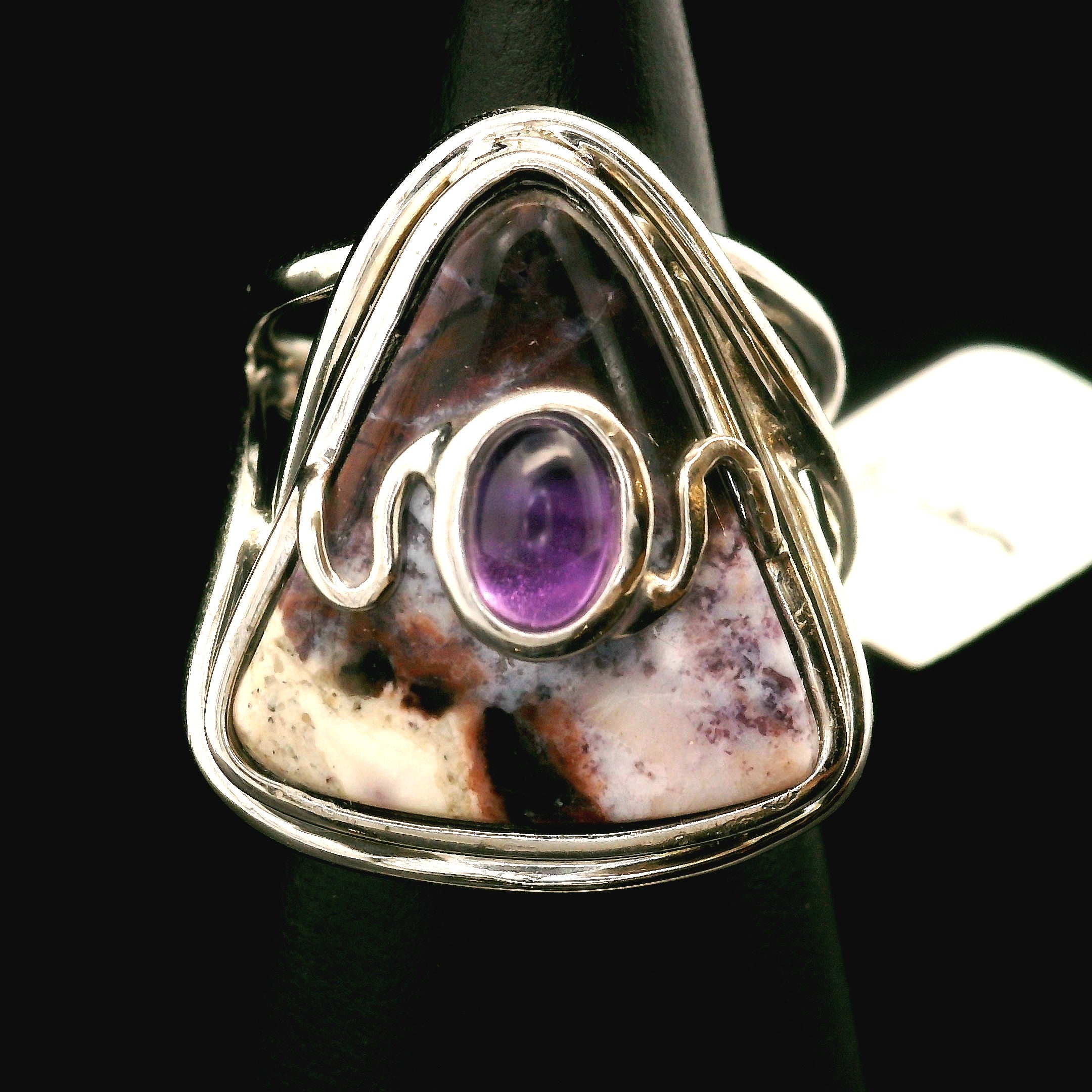 Tiffany Stone and Amethyst Cuff Ring .925 Silver for Harmonizing your Relationships and Pleasure