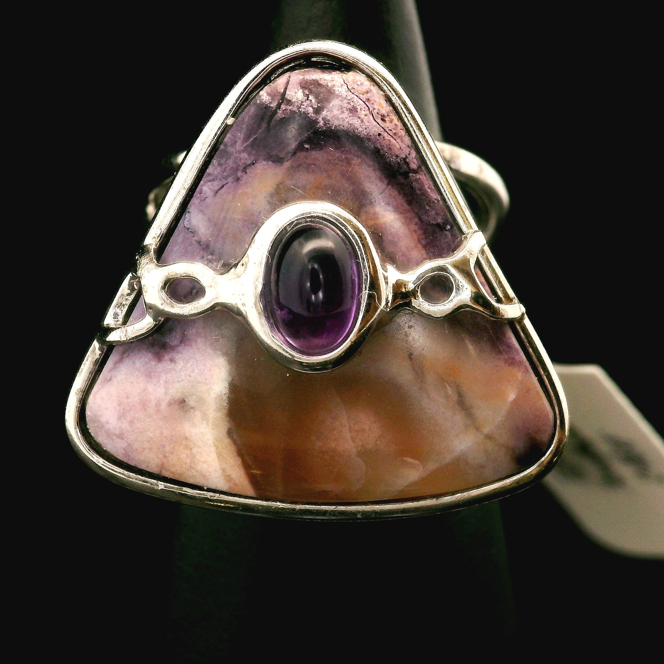Tiffany Stone and Amethyst Cuff Ring .925 Silver for Harmonizing your Relationships and Pleasure