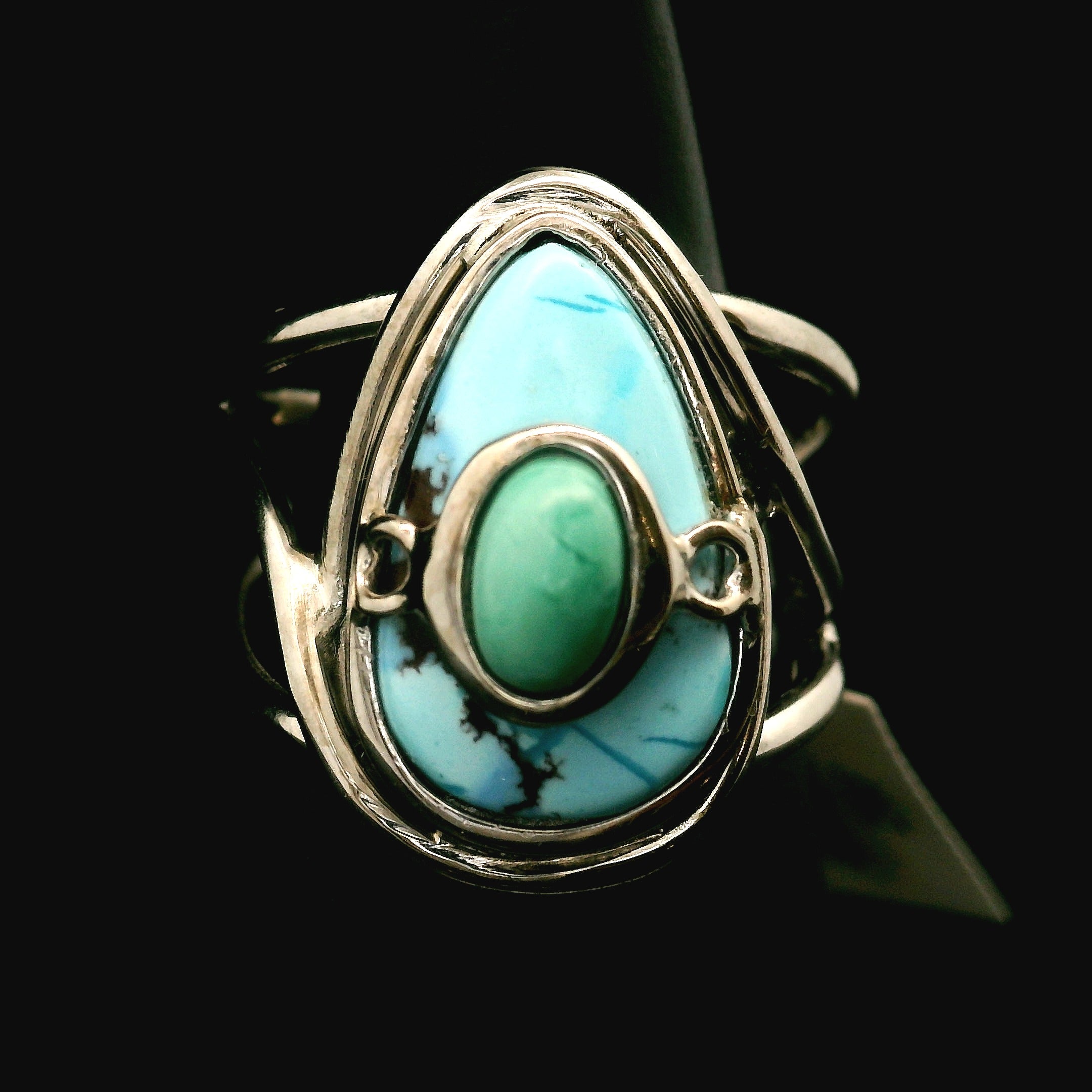 Golden Hill Turquoise Cuff Ring for Good Luck, Prosperity and Protection