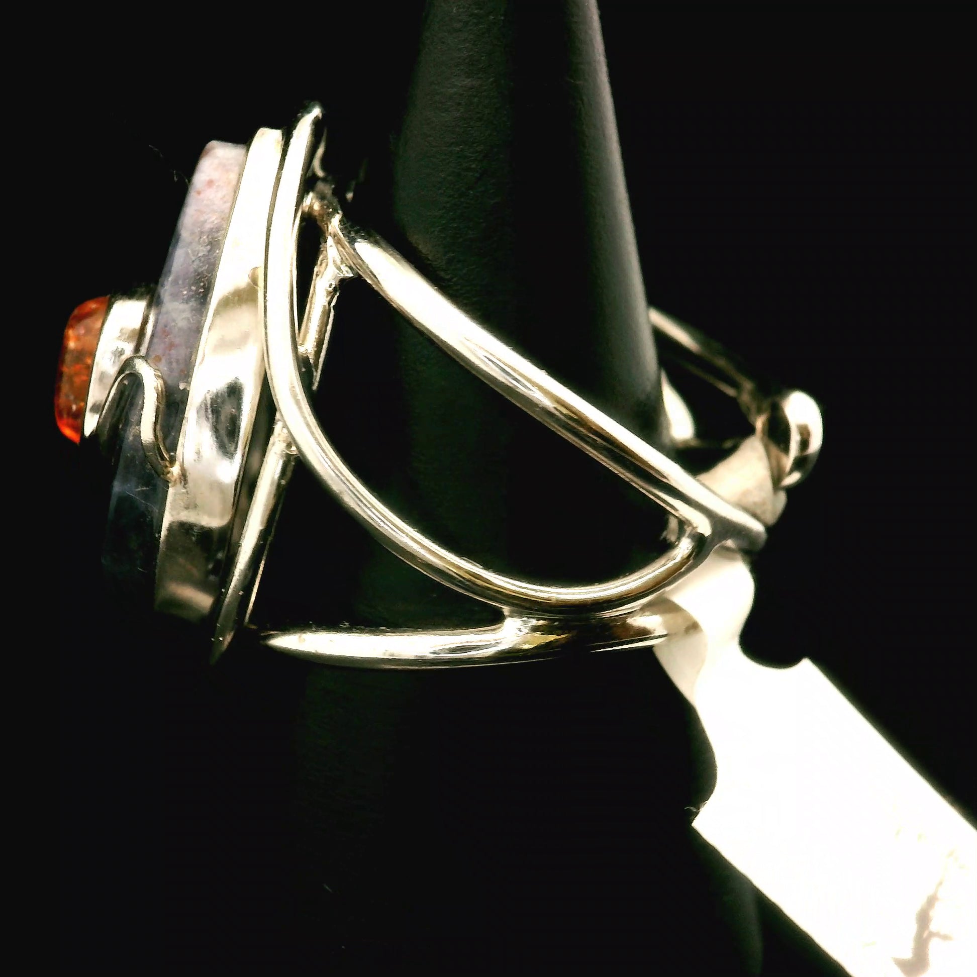 Iolite Sunstone Cuff Ring .925 Silver for Confidence and Clear Vision