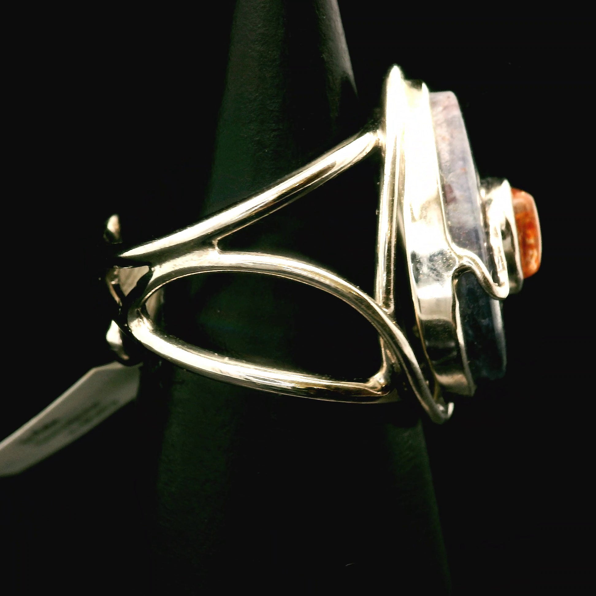 Iolite Sunstone Cuff Ring .925 Silver for Confidence and Clear Vision