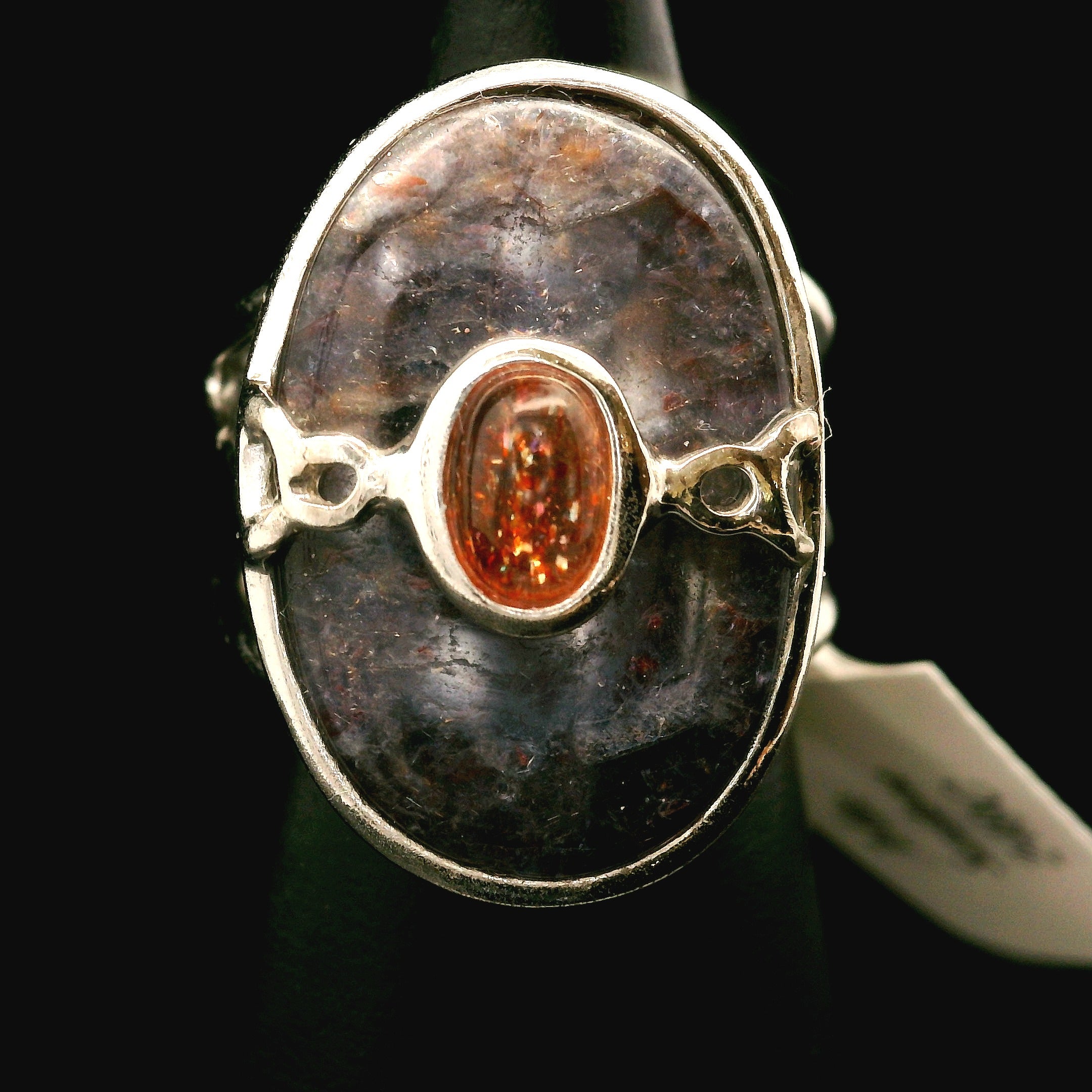 Iolite Sunstone Cuff Ring .925 Silver for Confidence and Clear Vision
