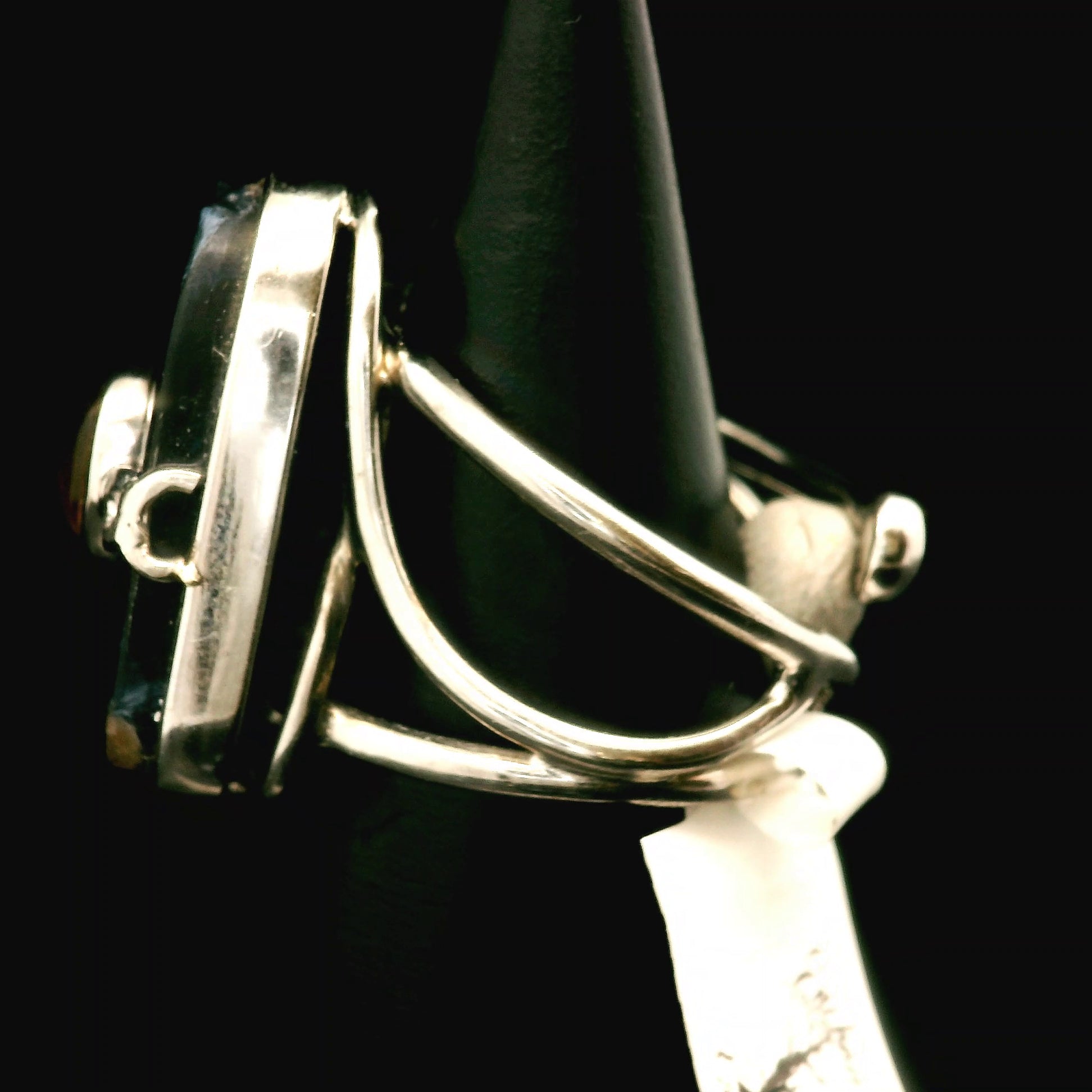 Pietersite and Citrine Cuff Ring .925 Silver for Intuition, Transformation and Willpower