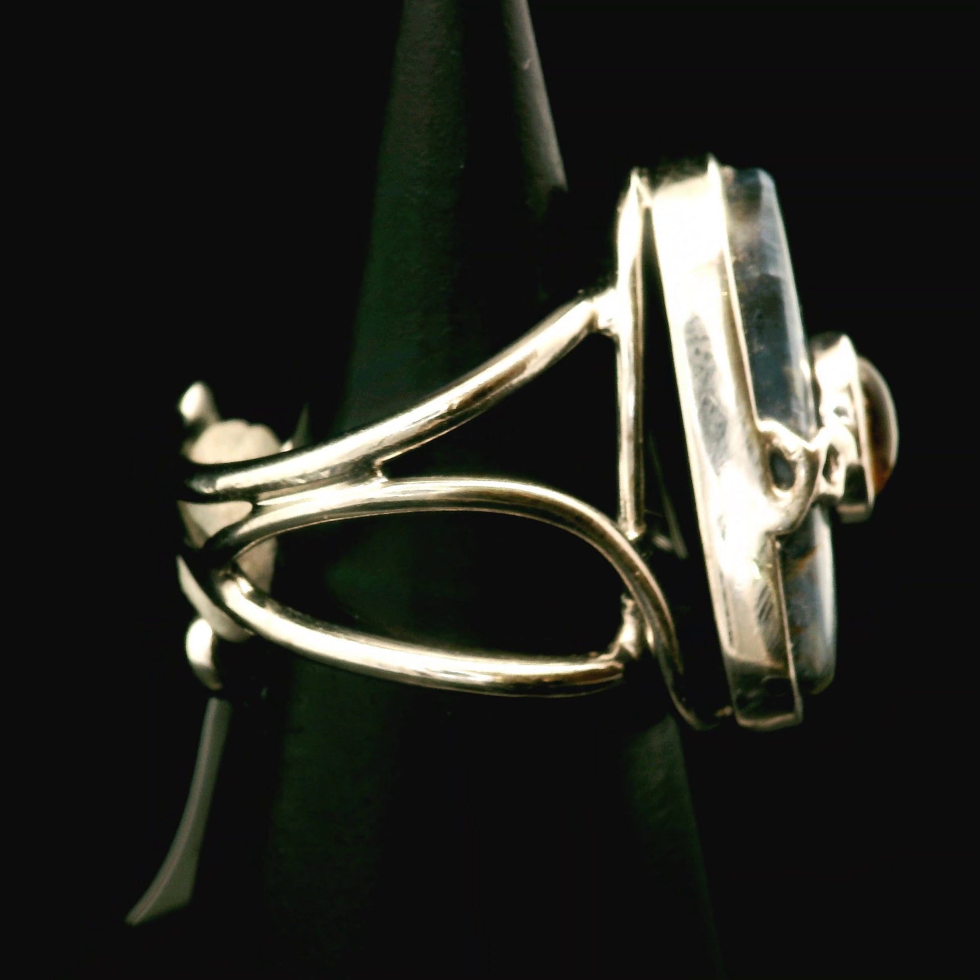 Pietersite and Citrine Cuff Ring .925 Silver for Intuition, Transformation and Willpower