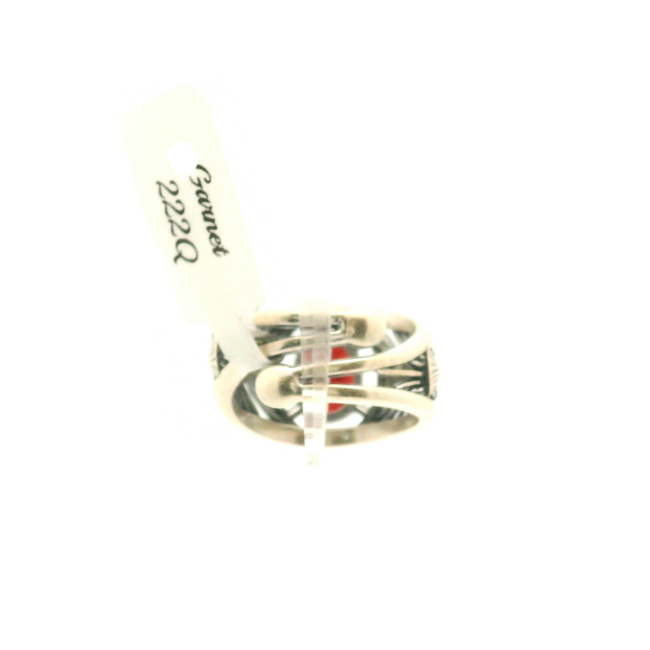 Garnet Mother Mary Cuff Ring .925 Silver for Health and Strength