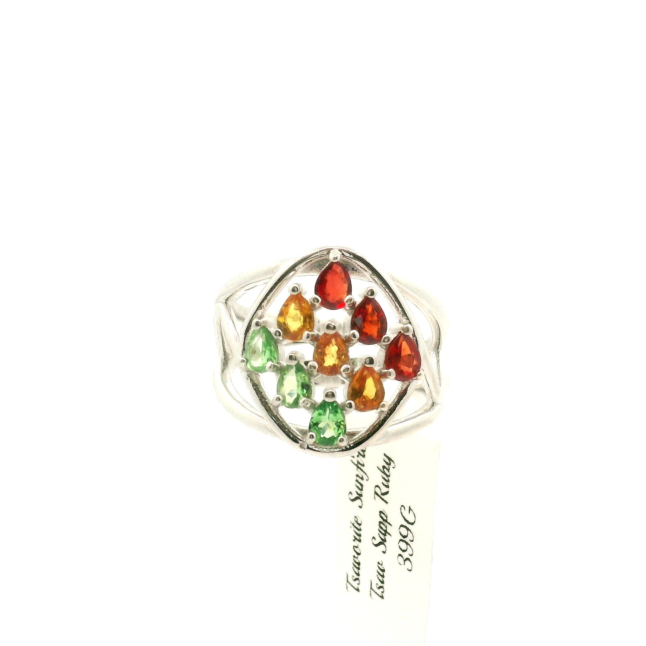 9 Stone Crystal Chandelier Cuff Ring .925 Silver for Healing, Intention Setting and Manifesting your Desires