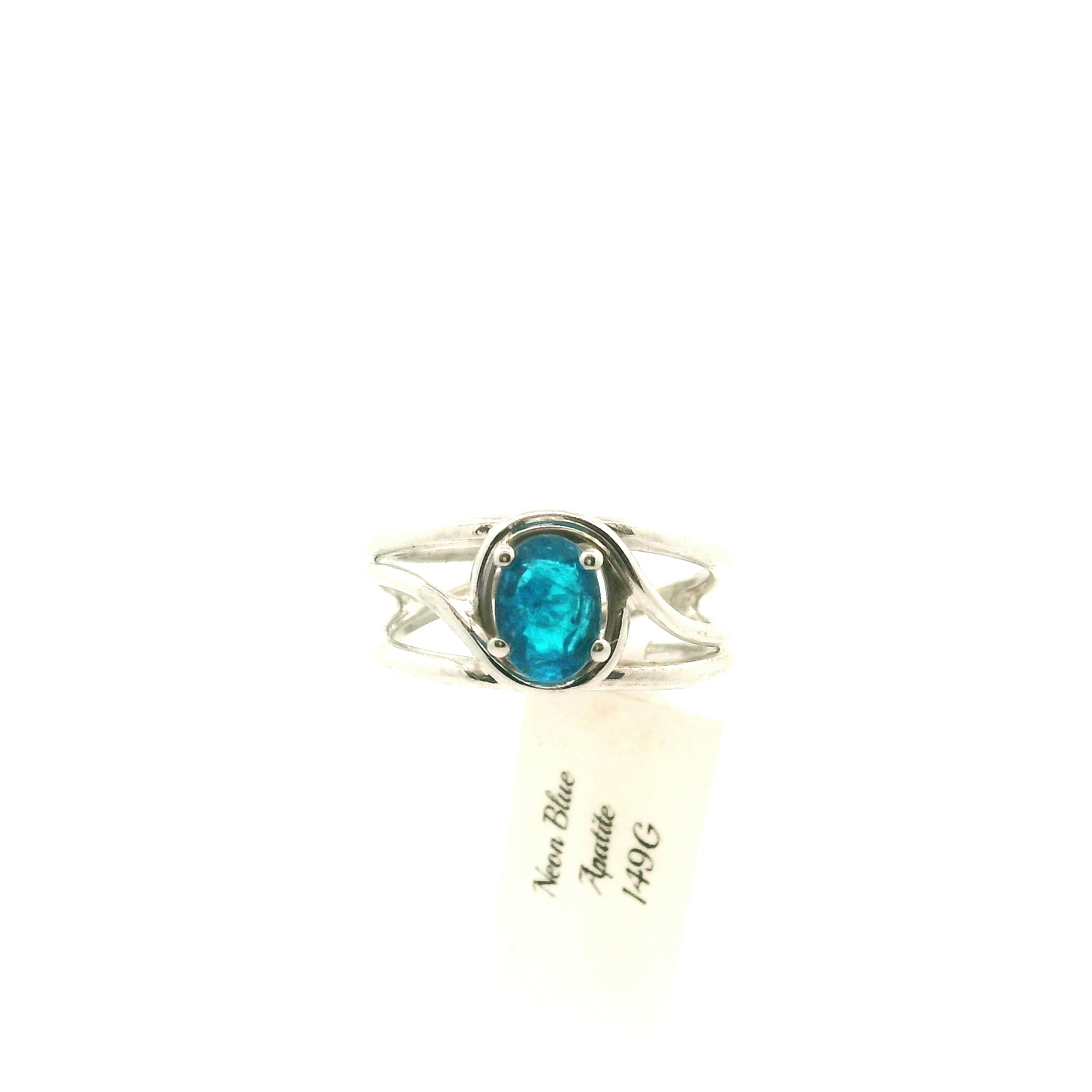Neon Blue Apatite Midi Cuff Ring .925 Silver for Overall Health and Wellness