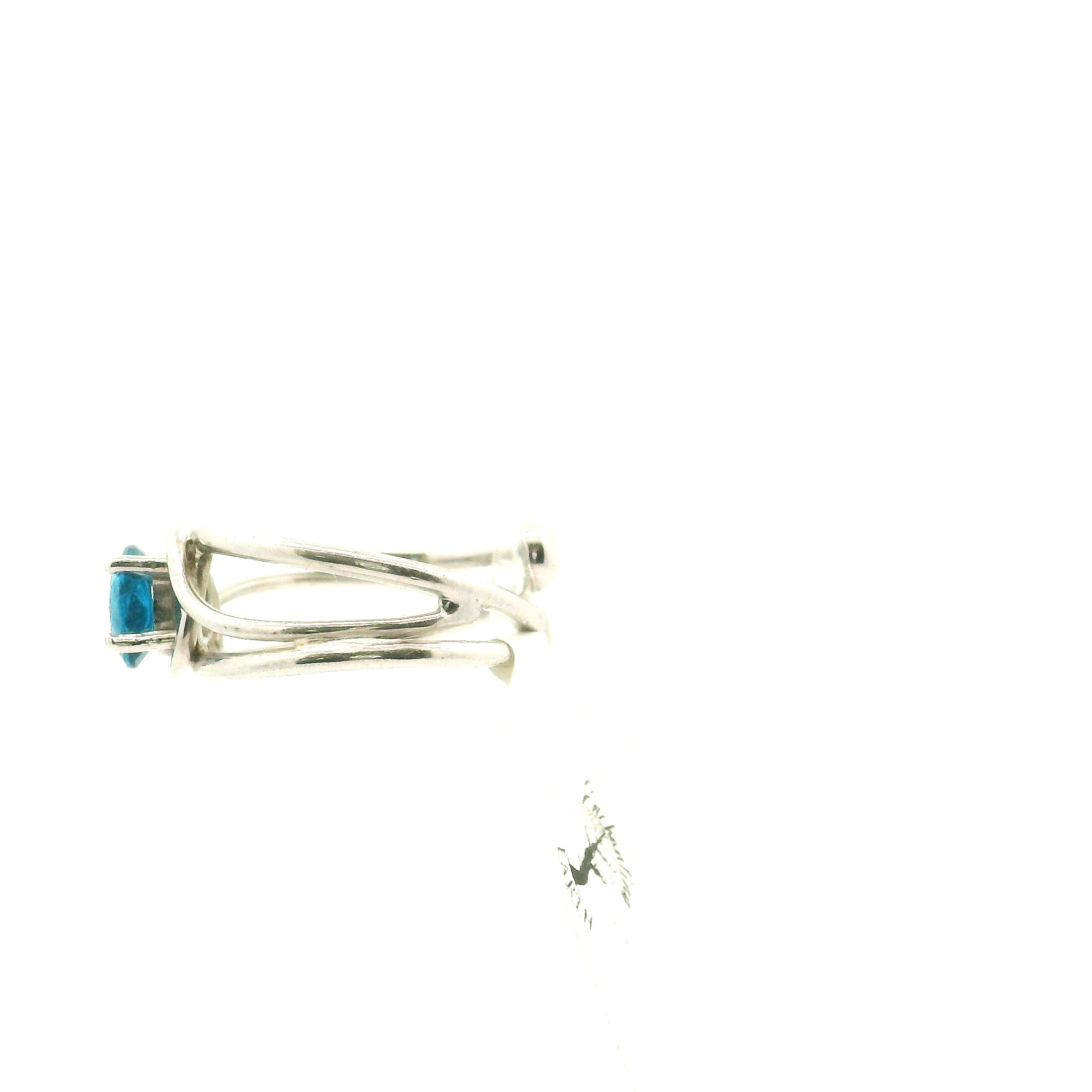 Neon Blue Apatite Midi Cuff Ring .925 Silver for Overall Health and Wellness