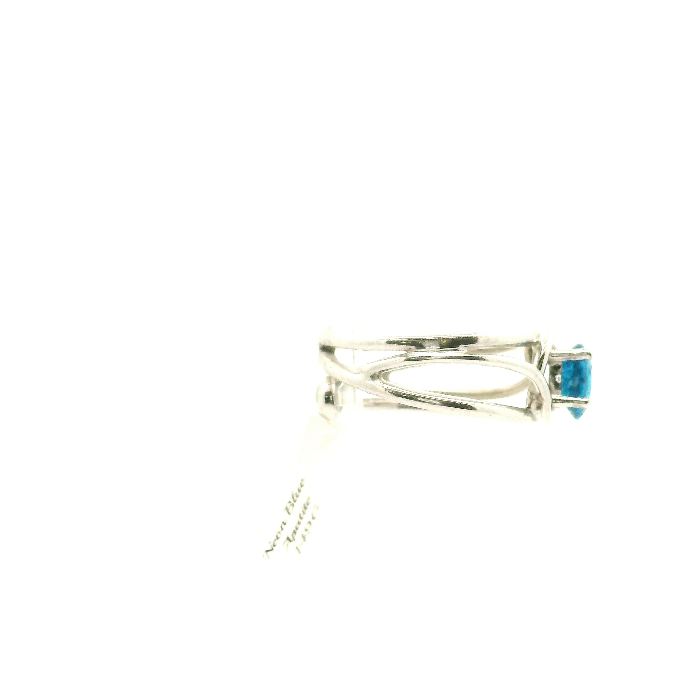 Neon Blue Apatite Midi Cuff Ring .925 Silver for Overall Health and Wellness