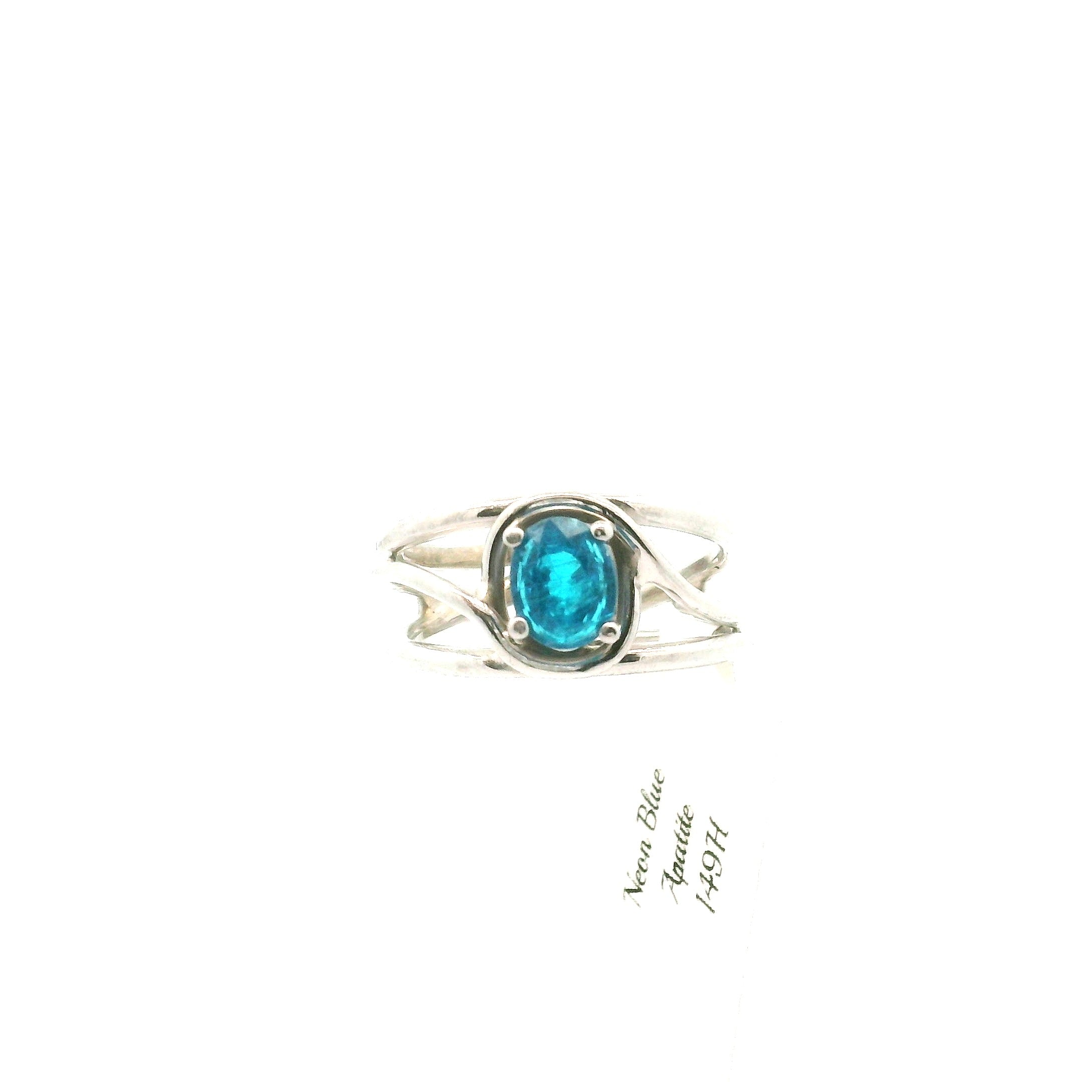 Neon Blue Apatite Midi Cuff Ring .925 Silver for Overall Health and Wellness