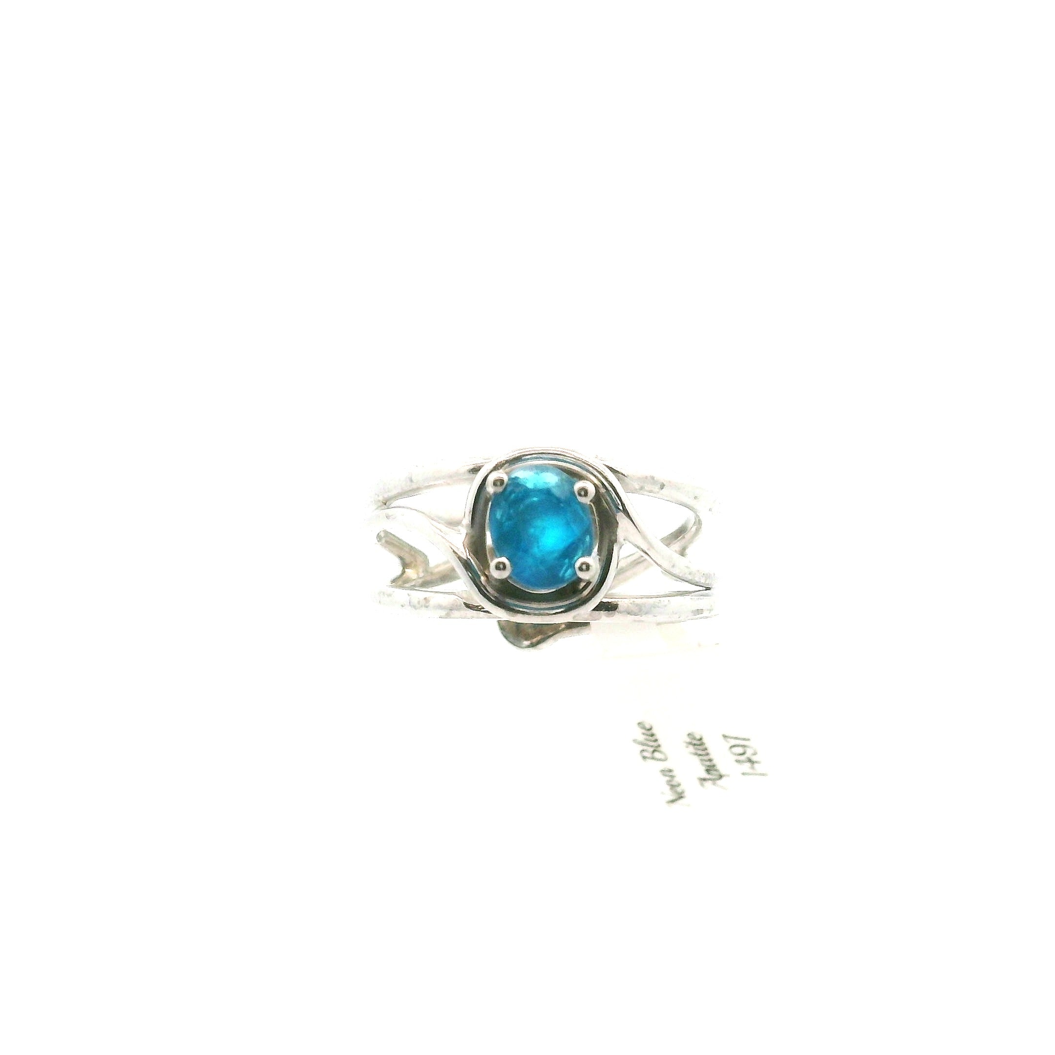 Neon Blue Apatite Midi Cuff Ring .925 Silver for Overall Health and Wellness