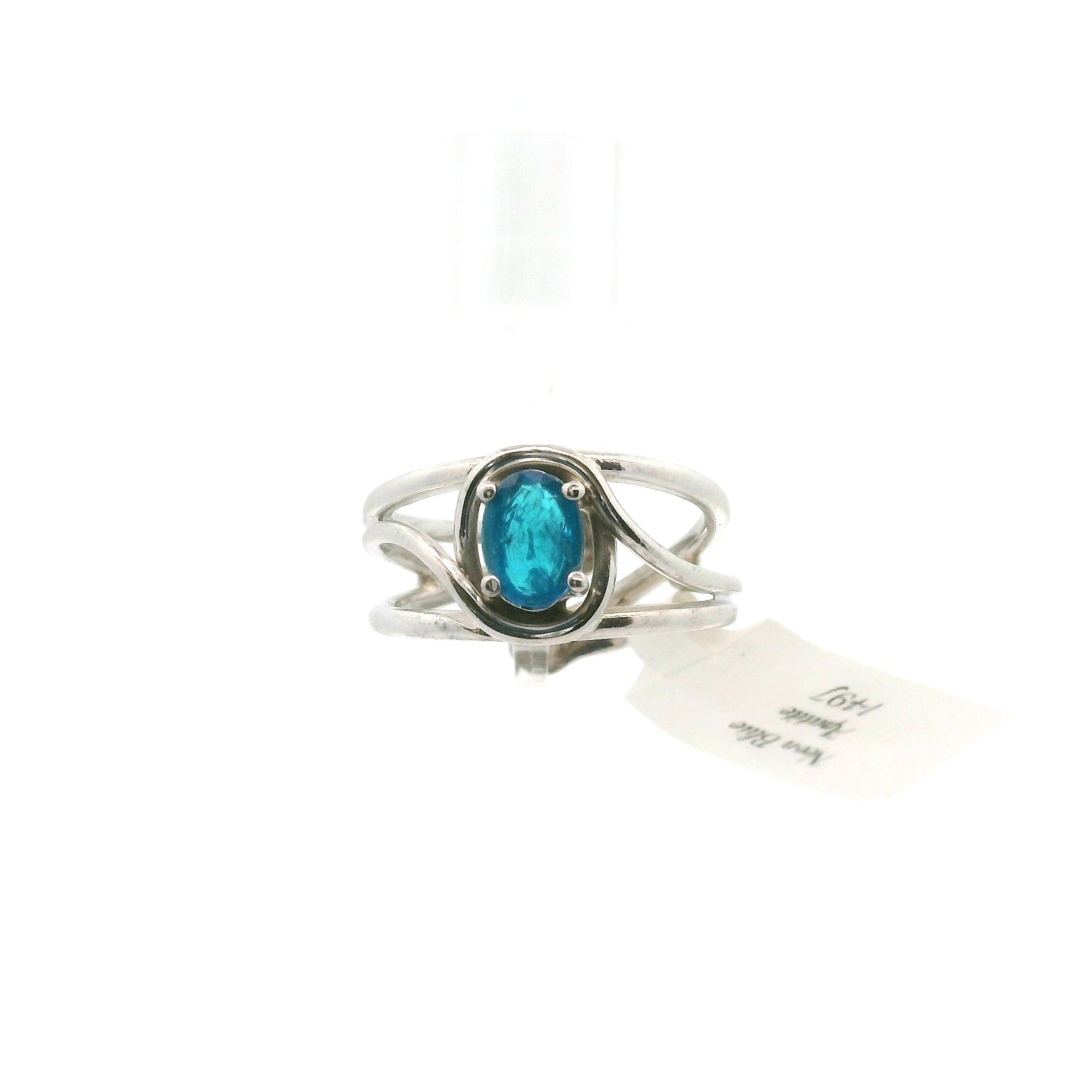Neon Blue Apatite Midi Cuff Ring .925 Silver for Overall Health and Wellness