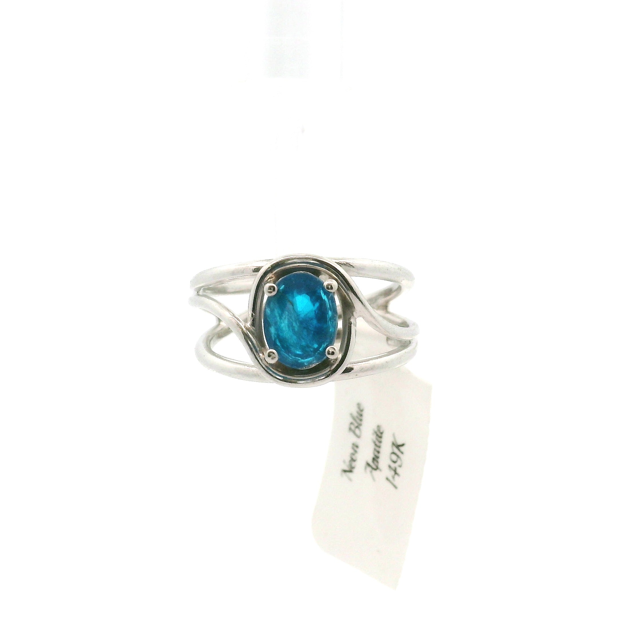 Neon Blue Apatite Midi Cuff Ring .925 Silver for Overall Health and Wellness