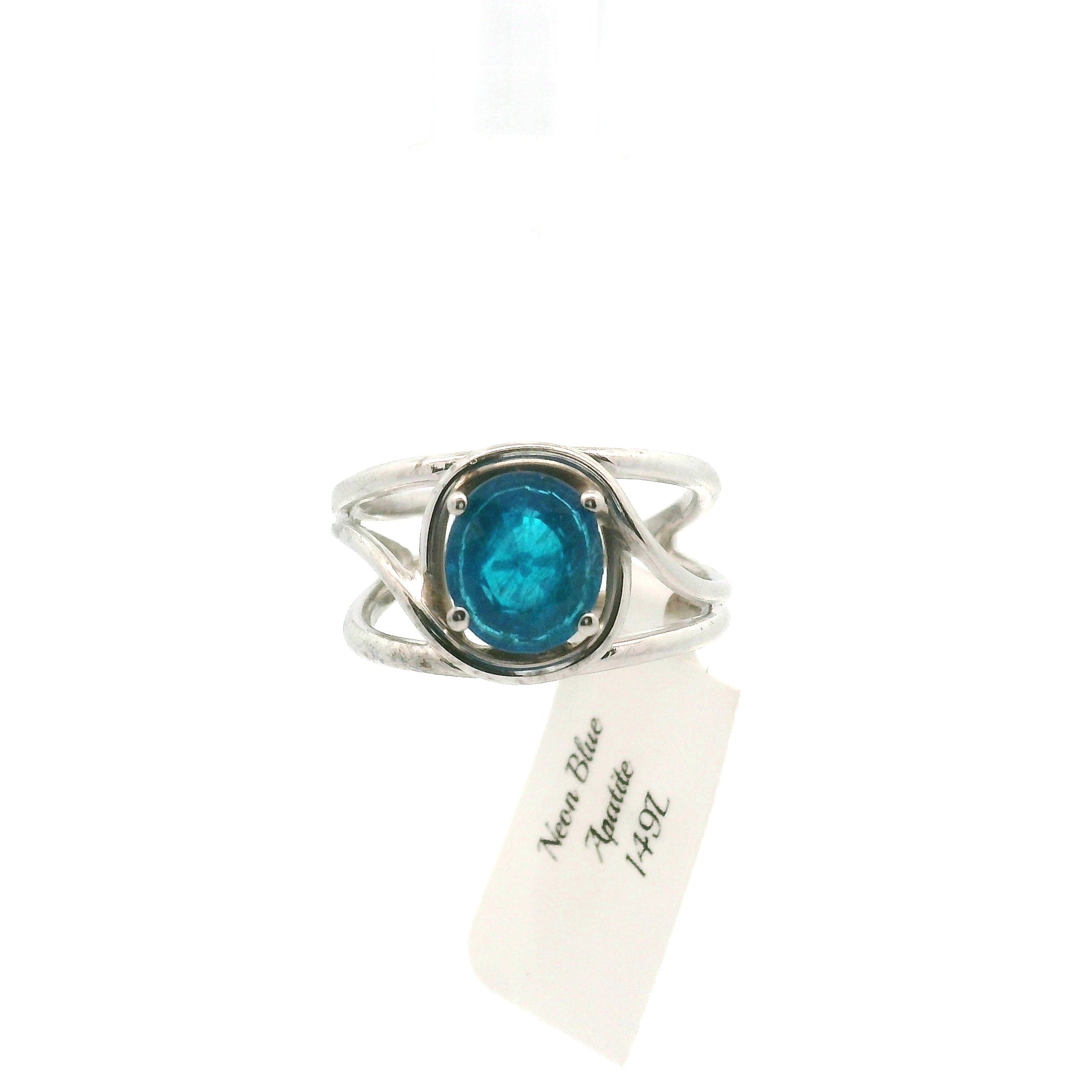 Neon Blue Apatite Midi Cuff Ring .925 Silver for Overall Health and Wellness