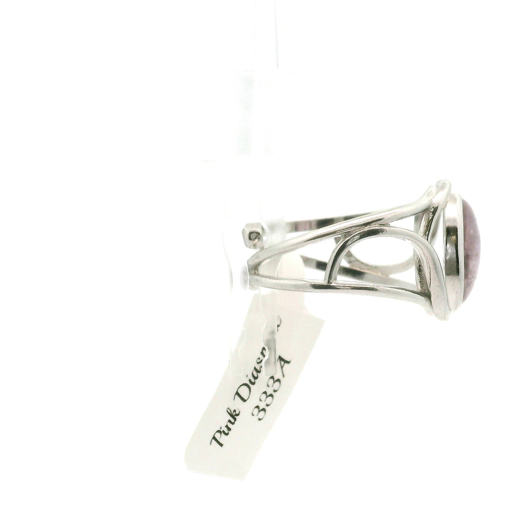 Pink Diaspore Cuff Ring .925 Silver for Compassion, Emotional Healing and Global Healing