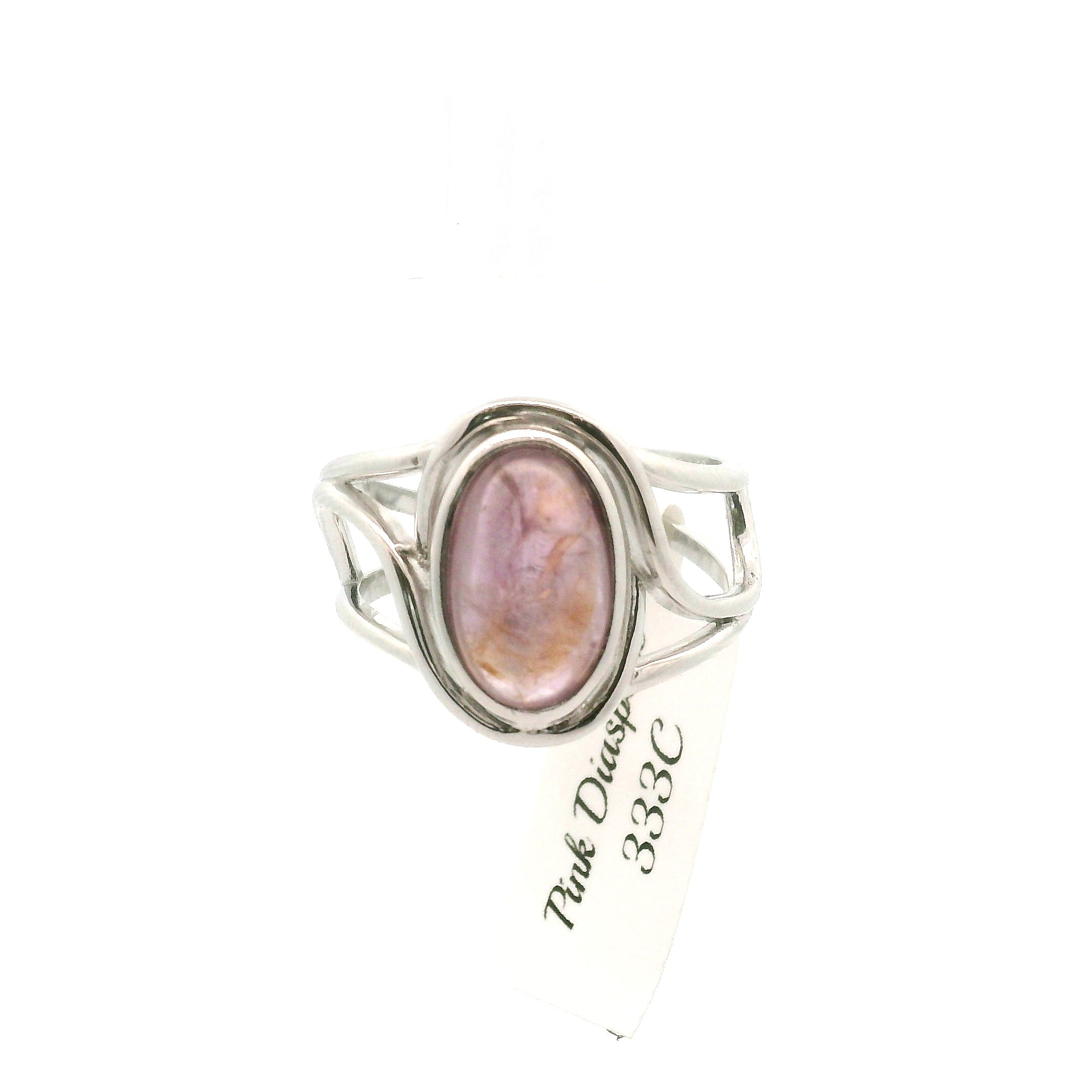 Pink Diaspore Cuff Ring .925 Silver for Compassion, Emotional Healing and Global Healing