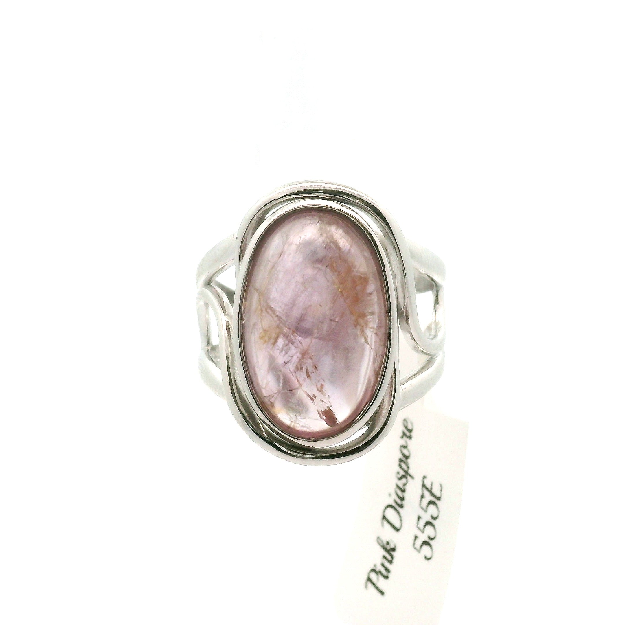 Pink Diaspore Cuff Ring .925 Silver for Compassion, Emotional Healing and Global Healing