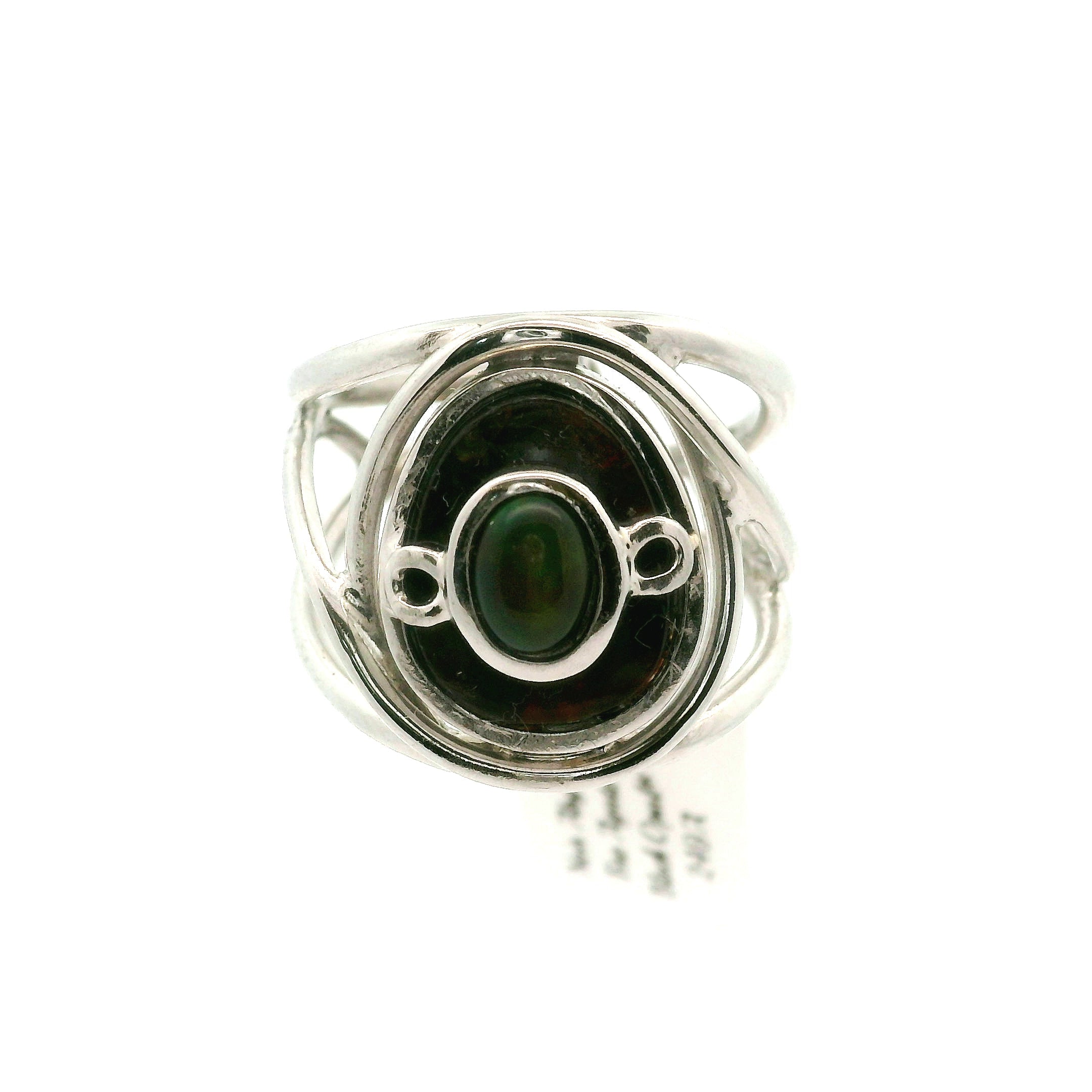 Fire Agate with Black Opal Cuff Ring .925 Silver for Emotional Support, Joy and Self Worth