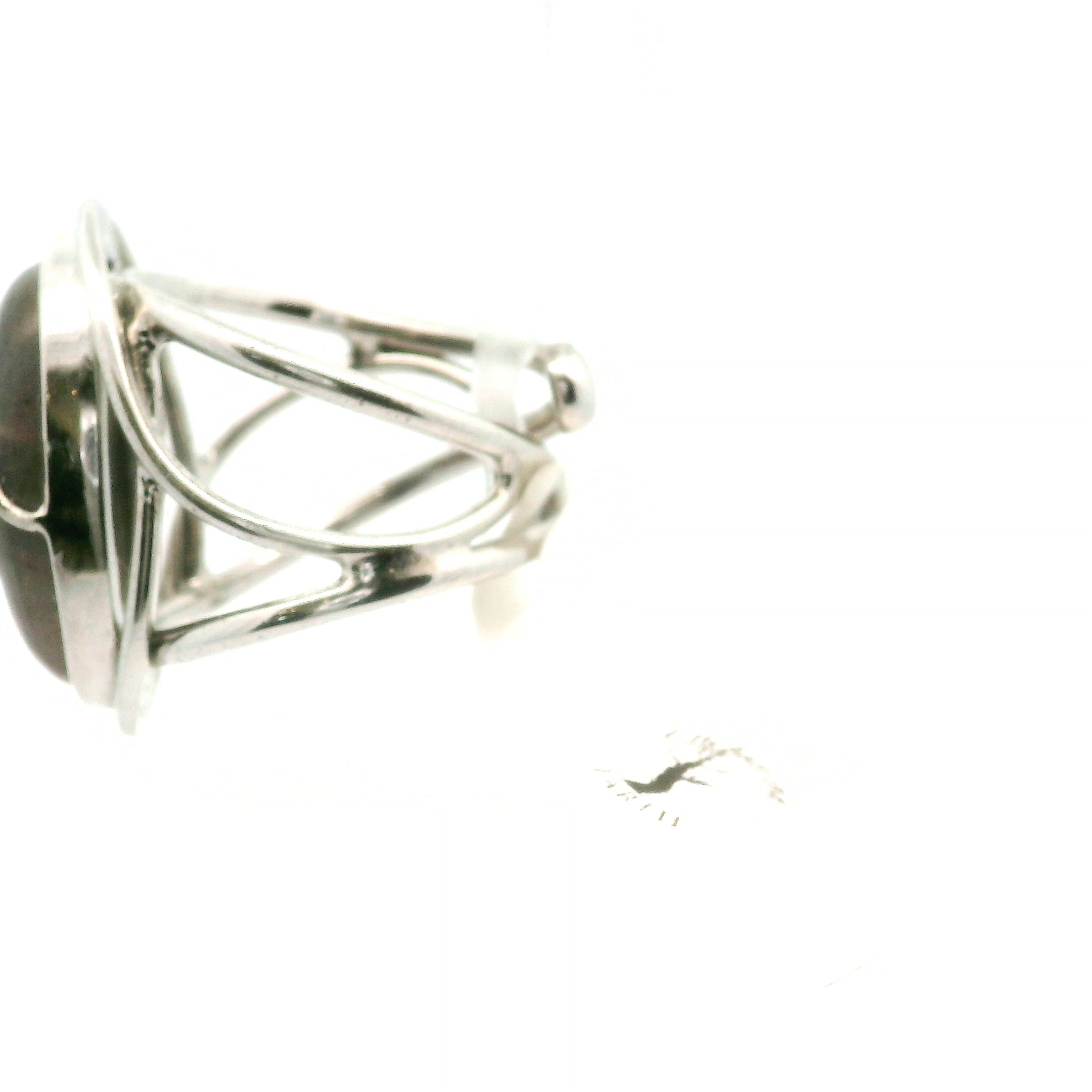 Black Moonstone with Sunstone Cuff Ring .925 Silver for Intuition, Confident New Beginnings and Manifestation