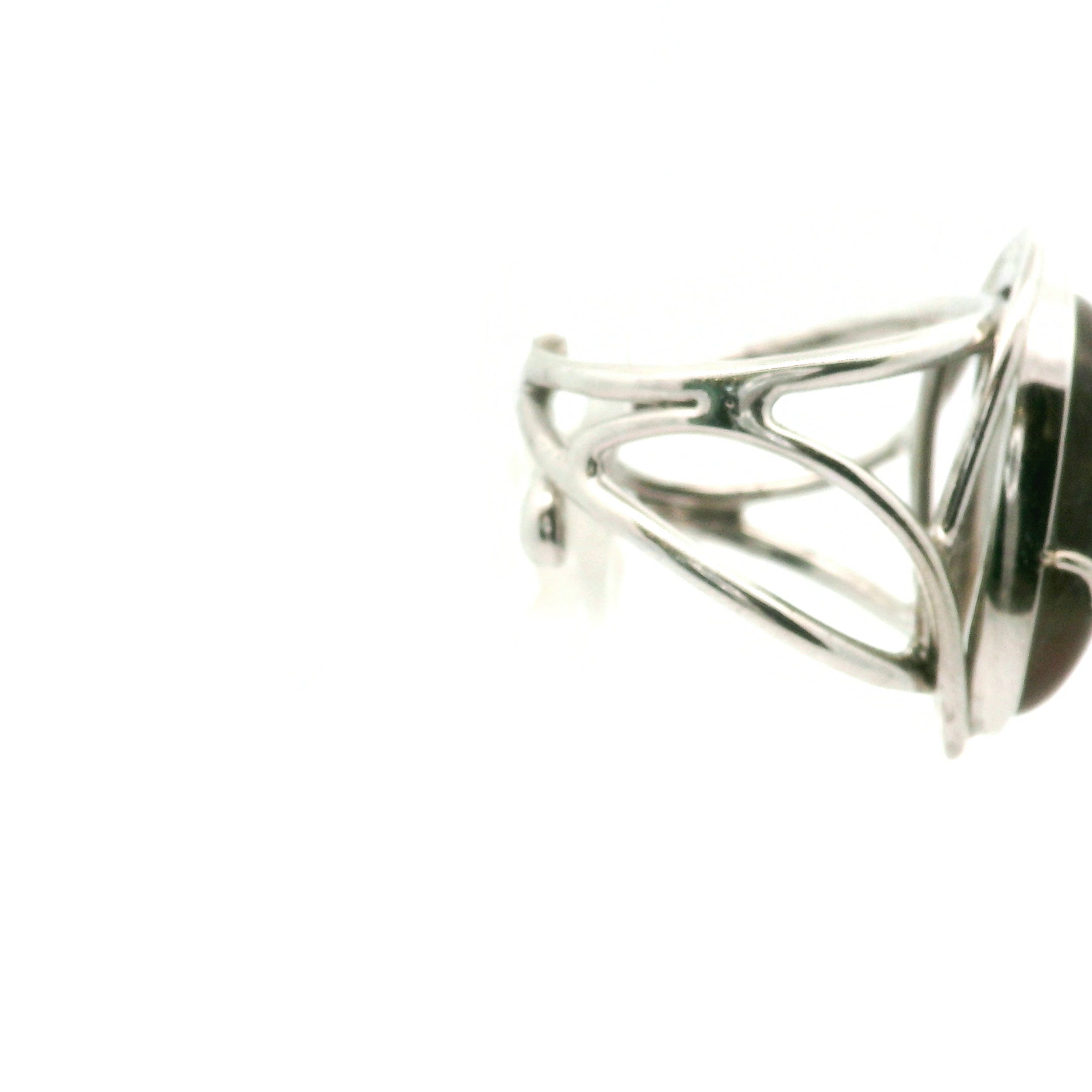 Black Moonstone with Sunstone Cuff Ring .925 Silver for Intuition, Confident New Beginnings and Manifestation