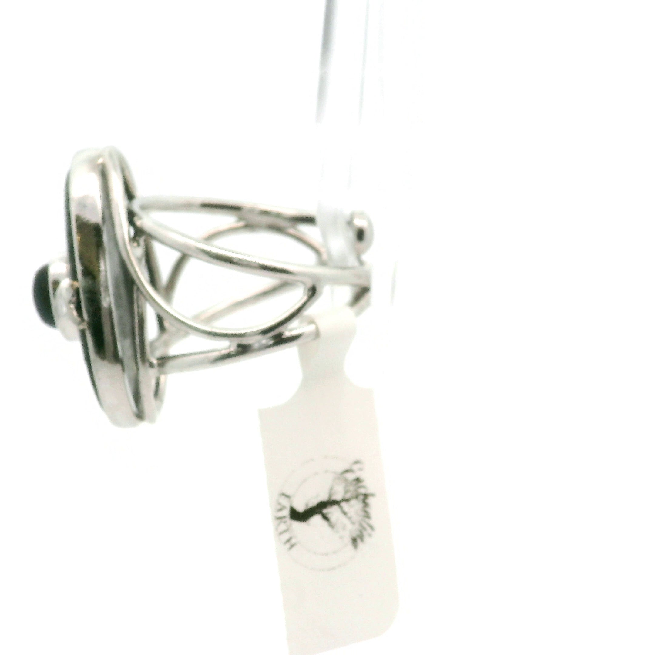 Nuummite Cuff Ring .925 Silver for Awareness, Communication and Meditation