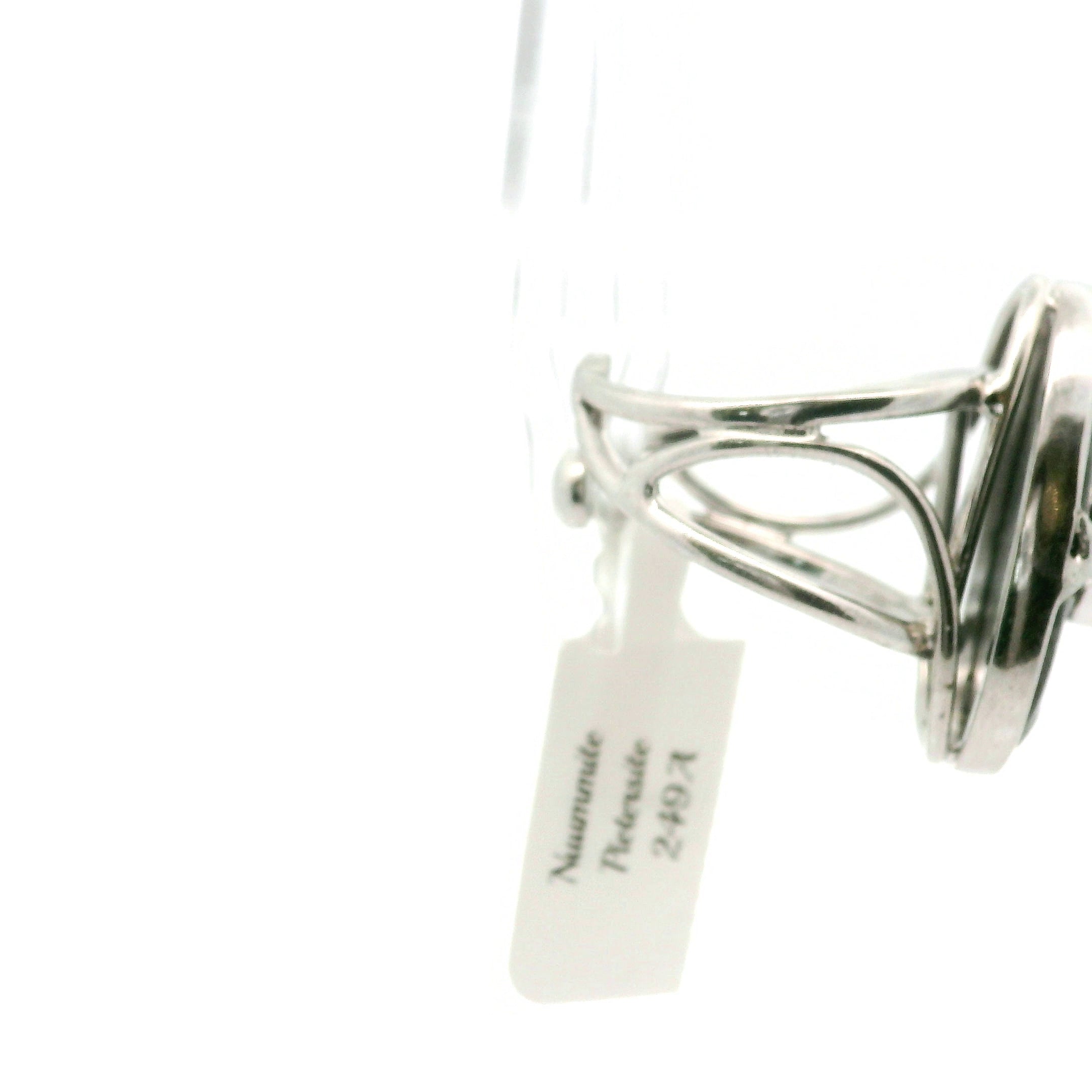 Nuummite Cuff Ring .925 Silver for Awareness, Communication and Meditation
