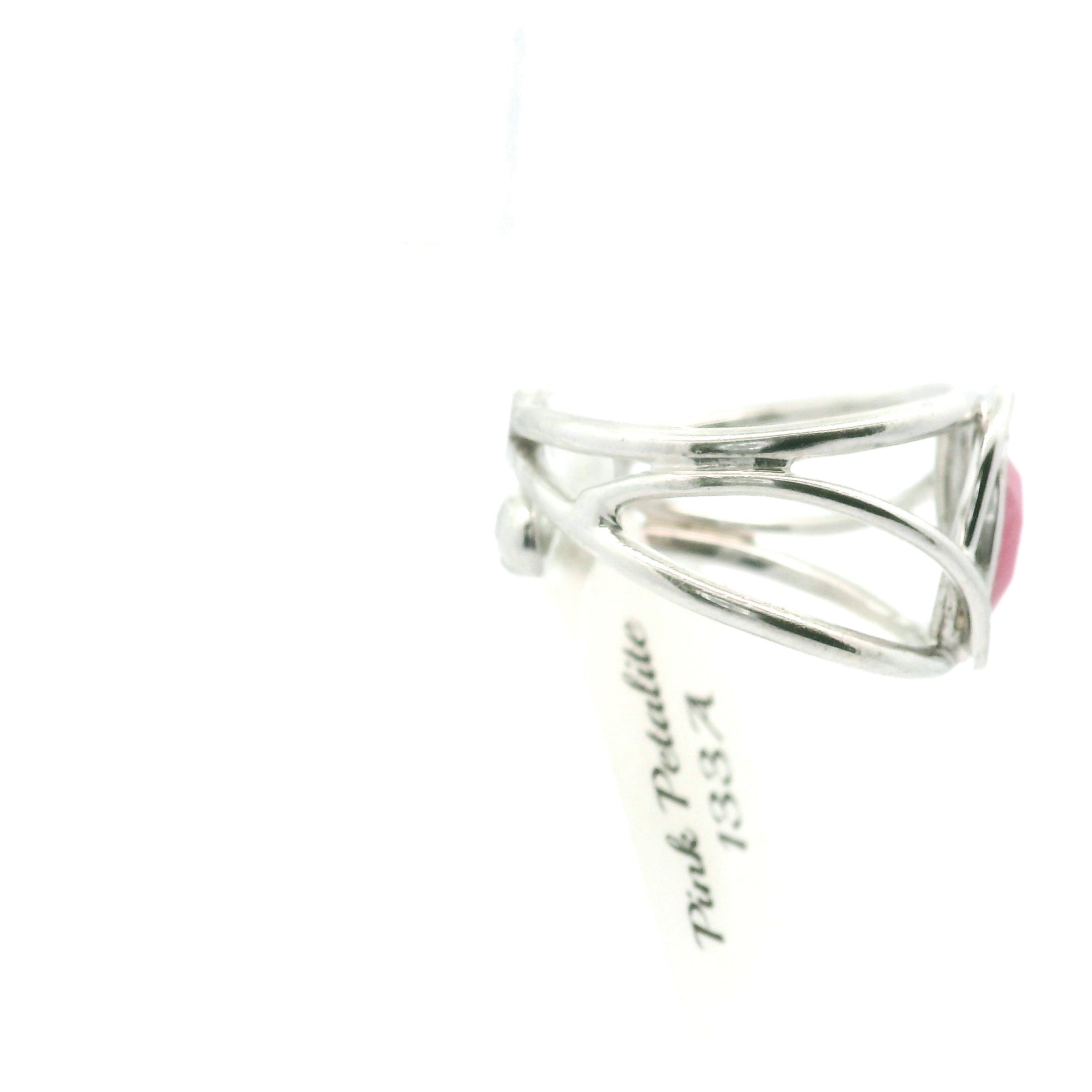 Pink Petalite Midi Cuff Ring 925 Silver for Joy, Love and Empowerment