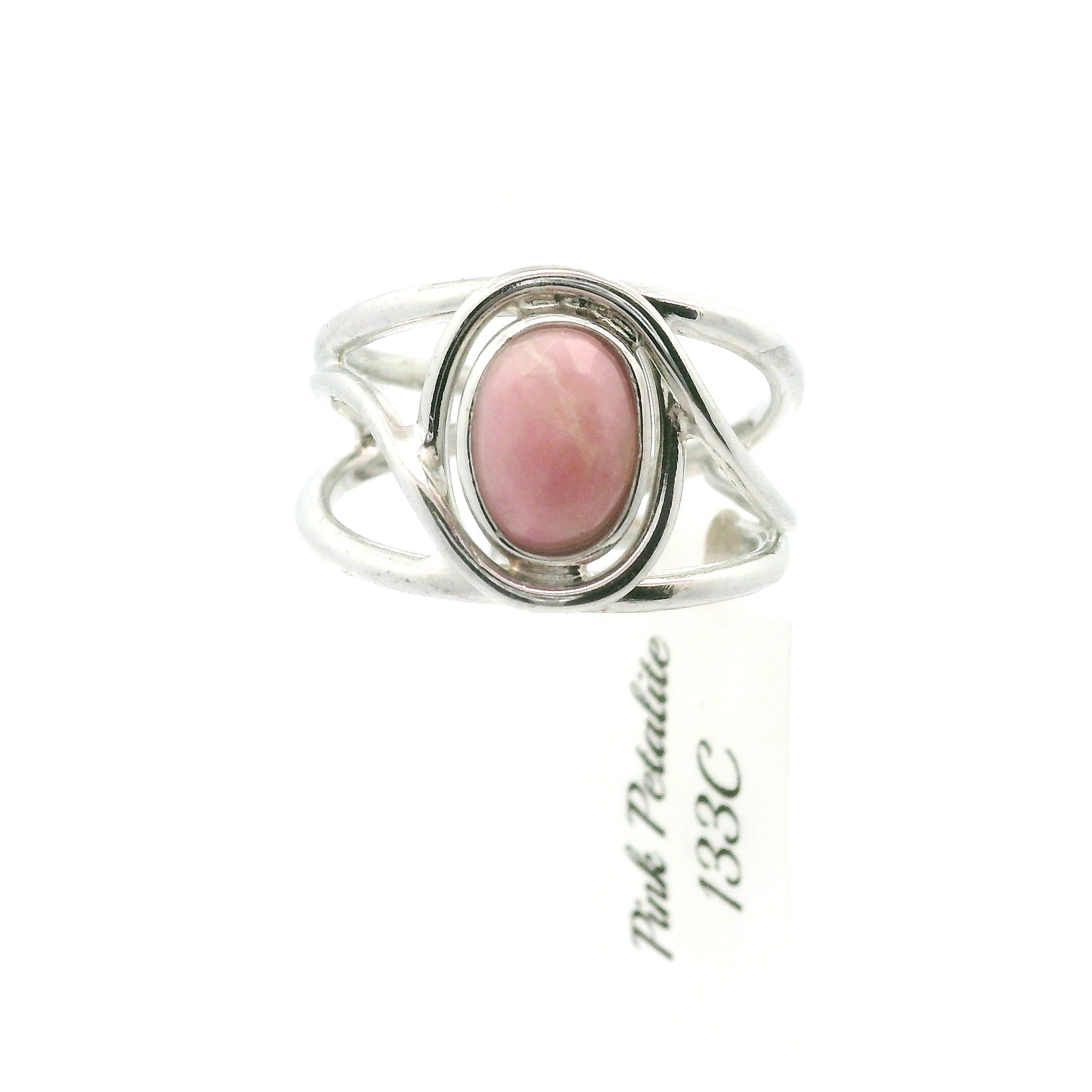 Pink Petalite Midi Cuff Ring 925 Silver for Joy, Love and Empowerment